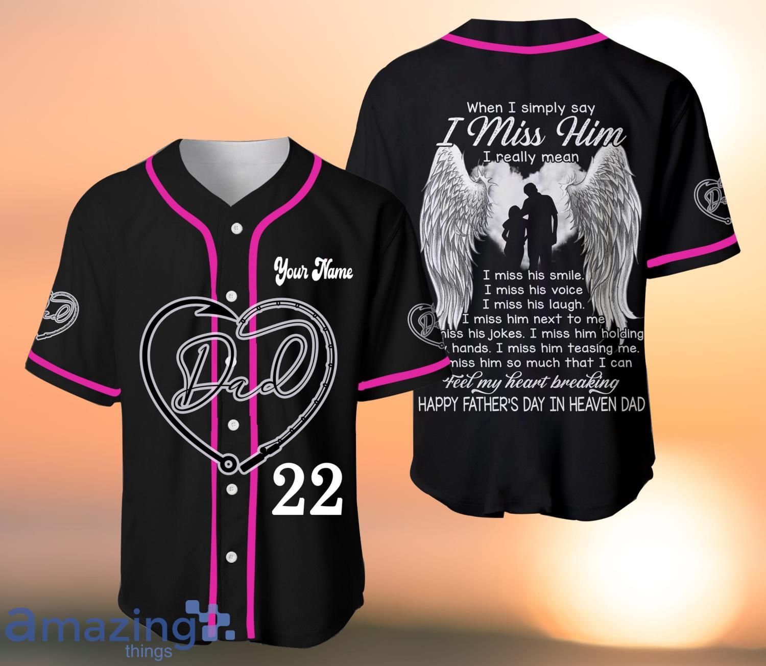 Happy Father's Day Heaven Dad Jersey Shirt Memorial Father's Day