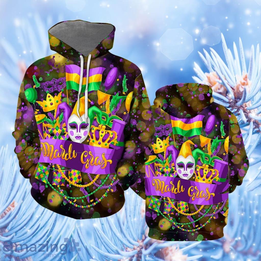 Happy Mardi Gras Mask Hoodie 3D All Over Print - Happy Mardi Gras Mask Hoodie All Over Print  For Men & Women  TH1165