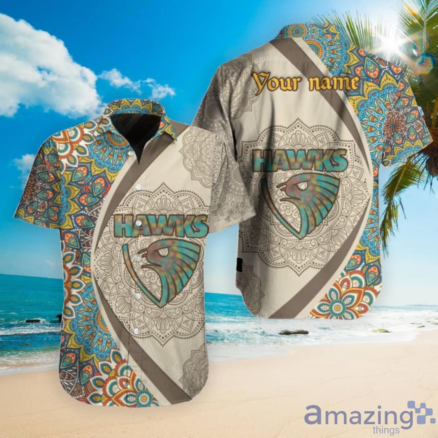 Hawthorn Hawks Personalized Name Vintage Hippie Pattern Hawaiian Shirt Product Photo 1