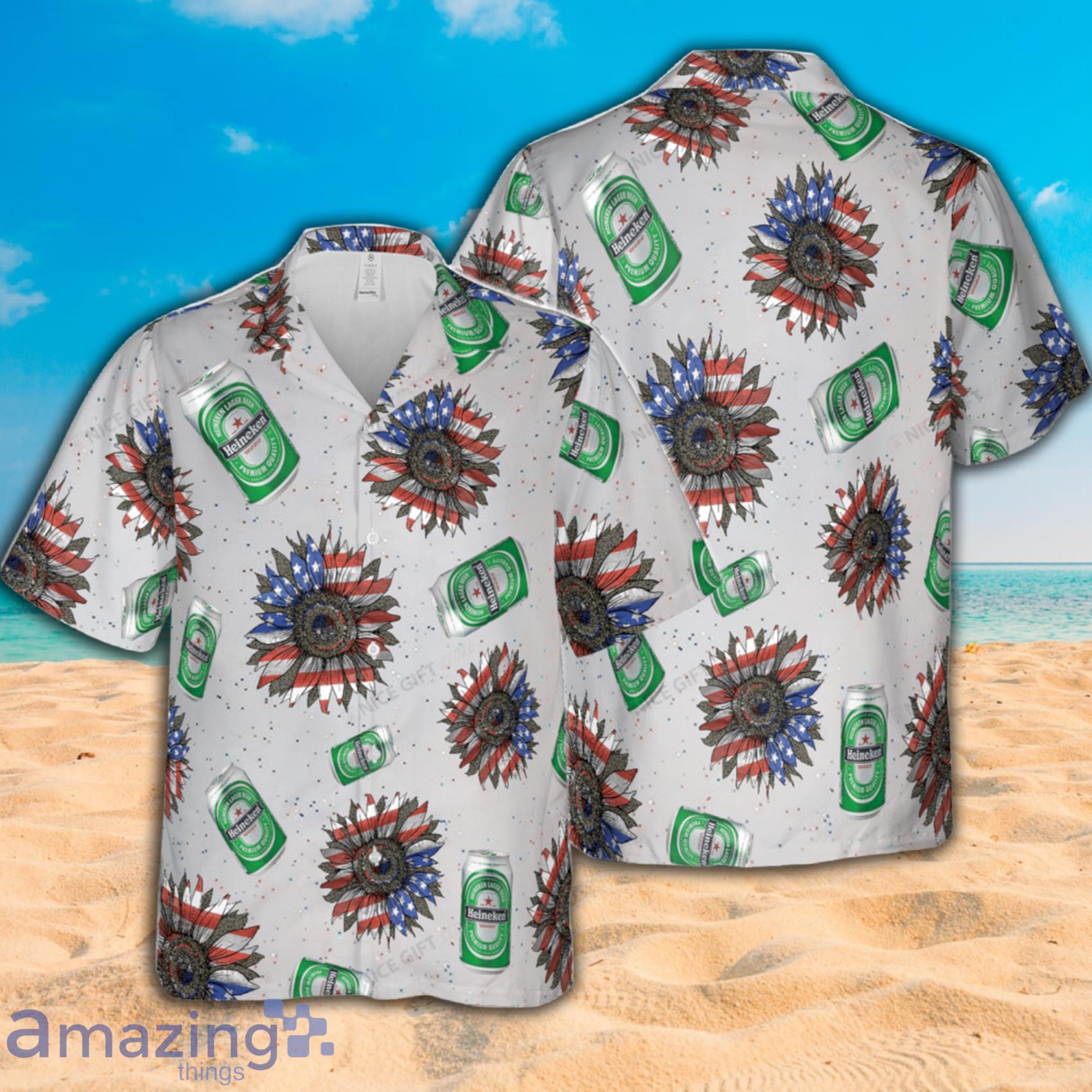 Heineken Sunflowered 4th Of July Short Sleeve Hawaiian Shirt Product Photo 1