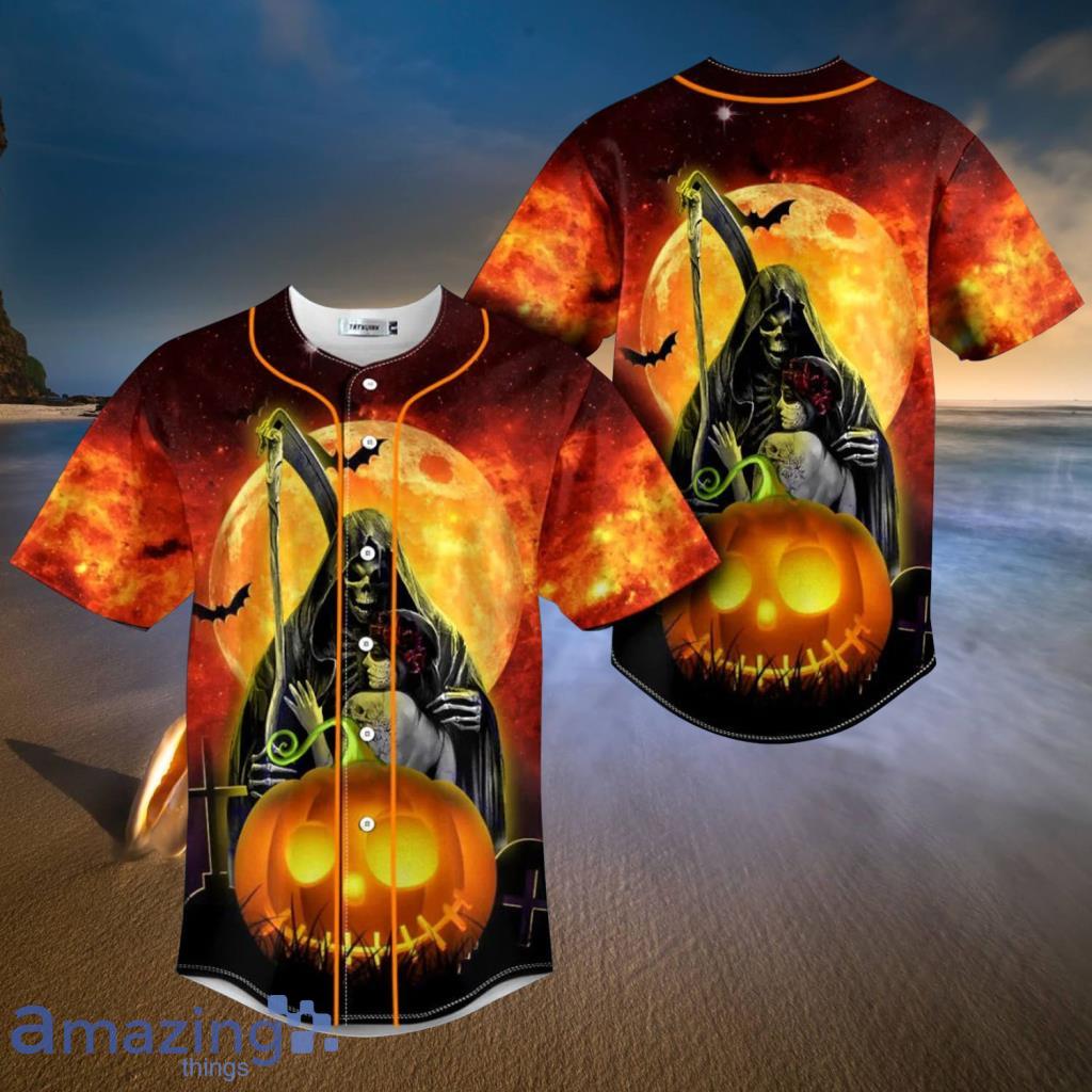 Holatshirt Happy Halloween Pumpkin Couple Skull Baseball Jerseys  For Men And Women - Holatshirt Happy Halloween Pumpkin Couple Skull Baseball Jerseys  For Men And Women