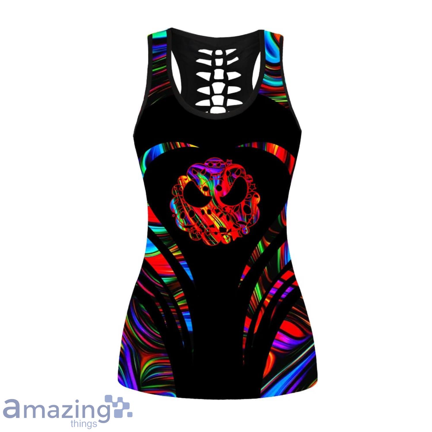 Hologram Jack Skellington Faces Women 3D Combo Hollow Tank Top And Leggings image Hologram Jack Skellington Faces Women 3D Combo Hollow Tank Top And Leggings Product Photo 2