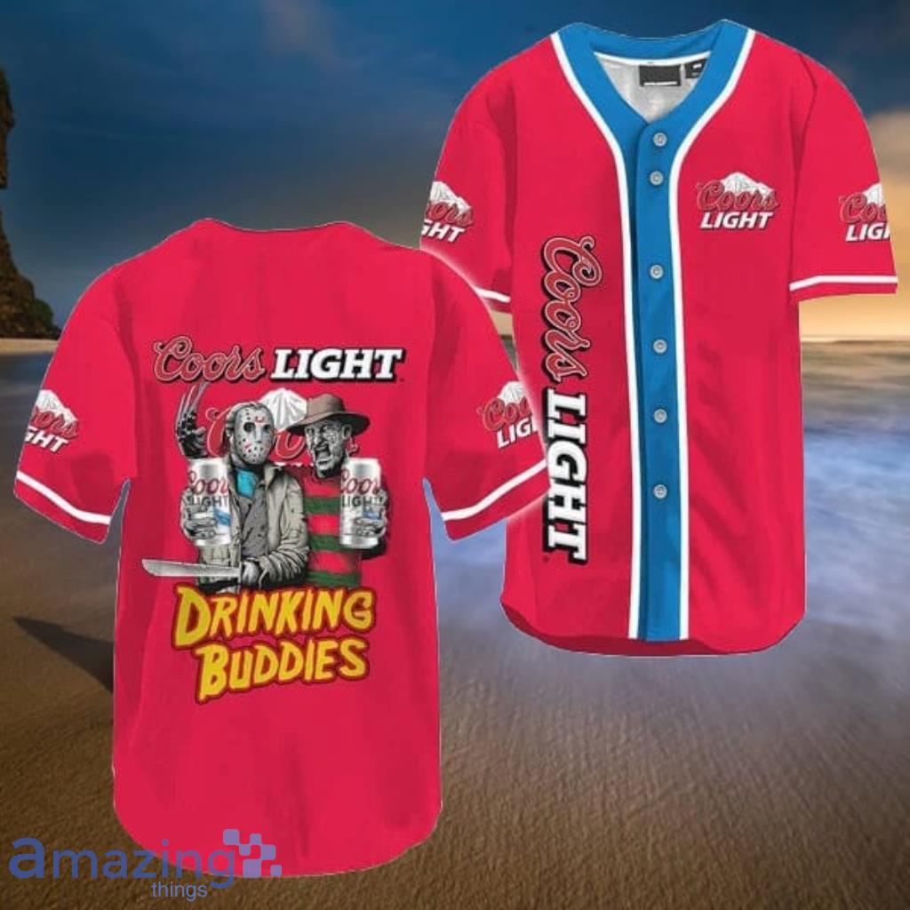 Horror Freddy Jason Drinking Buddies Coors Light Halloween Baseball Jersey Shirt - Horror Freddy Jason Drinking Buddies Coors Light Halloween Baseball Jersey Shirt