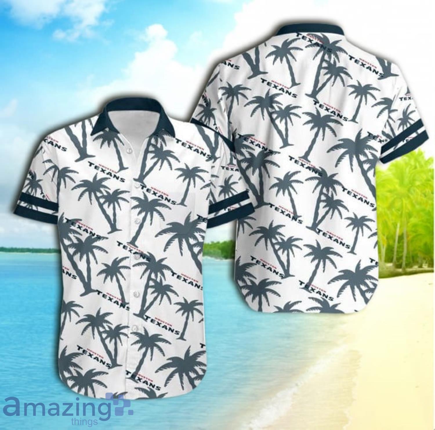 Houston Texans Coconut Tree Nfl Gift For Fan Short Sleeve Hawaiian Shirt Product Photo 1