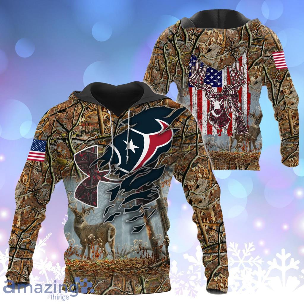 Houston Texans NFL Football Camo Hunting Flag Hoodie 3D All Over Print - Houston Texans NFL Football Camo Hunting Flag Hoodie 3D All Over Print
