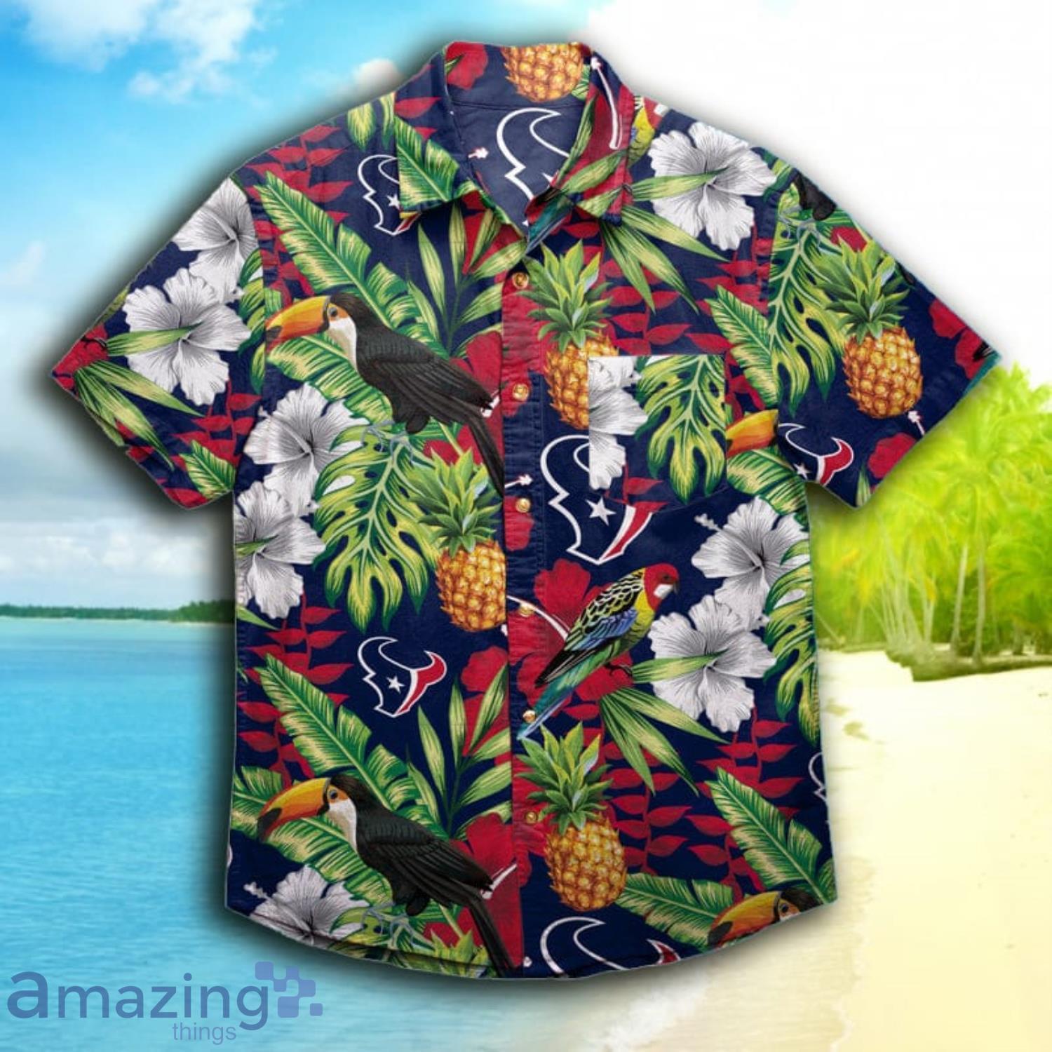 Houston Texans Nfl Mens Floral Short Sleeve Hawaiian Shirt Product Photo 1