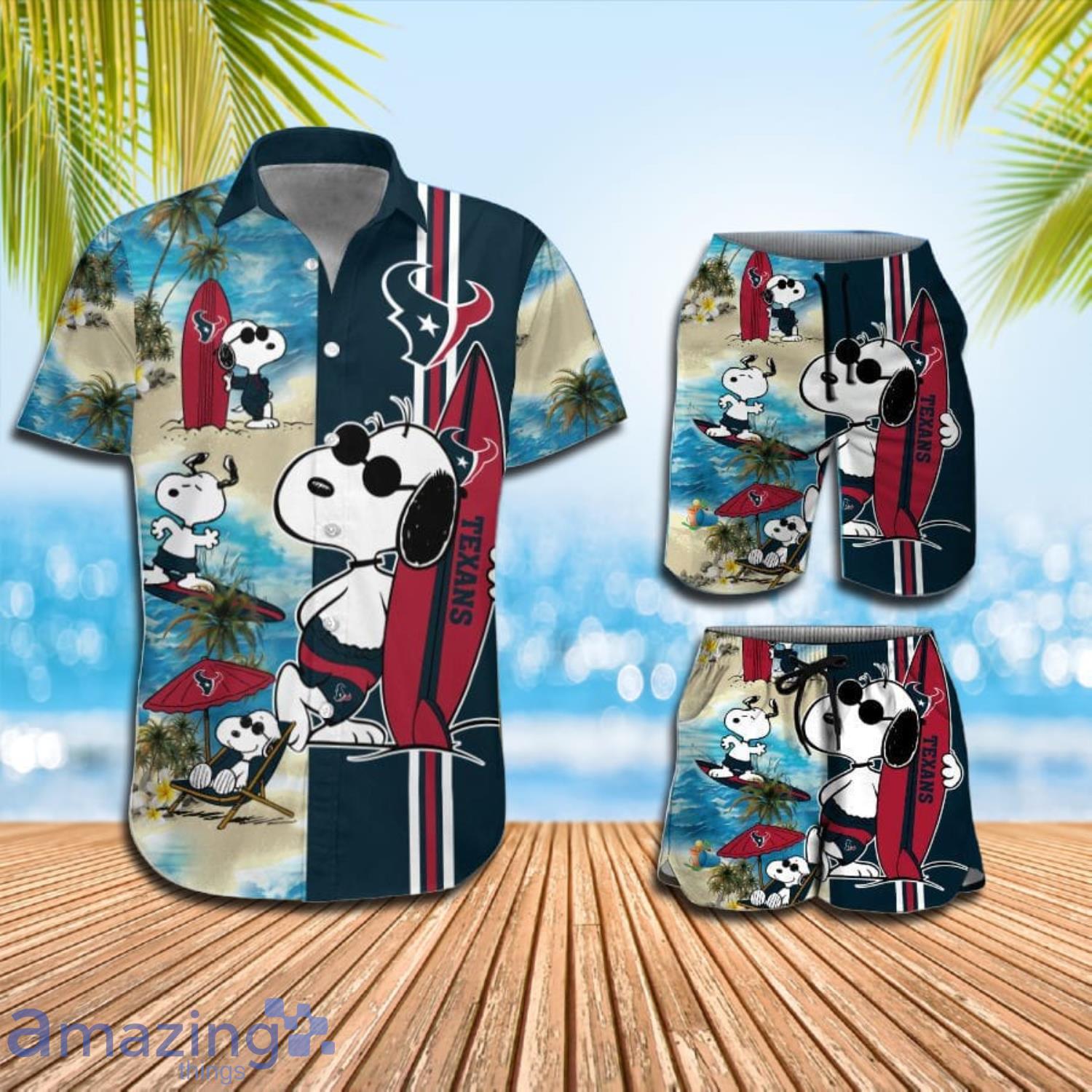 Houston Texans Snoopy Surfing Summer Beach Hawaiian Shirt And Short Product Photo 1
