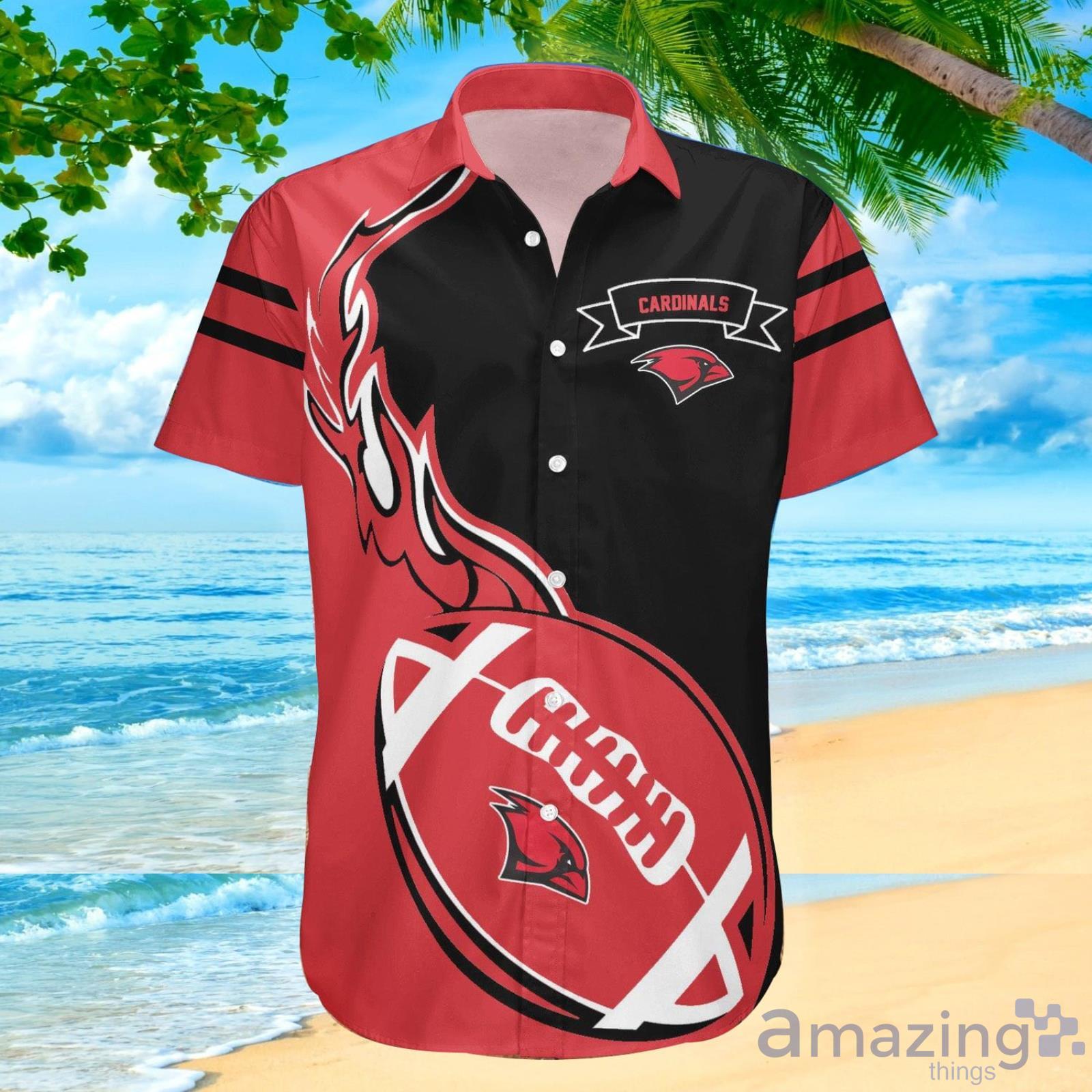 Incarnate Word Cardinals Ncaa Flame Ball Hawaiian Shirt For Fans image Incarnate Word Cardinals Ncaa Flame Ball Hawaiian Shirt For Fans Product Photo 2