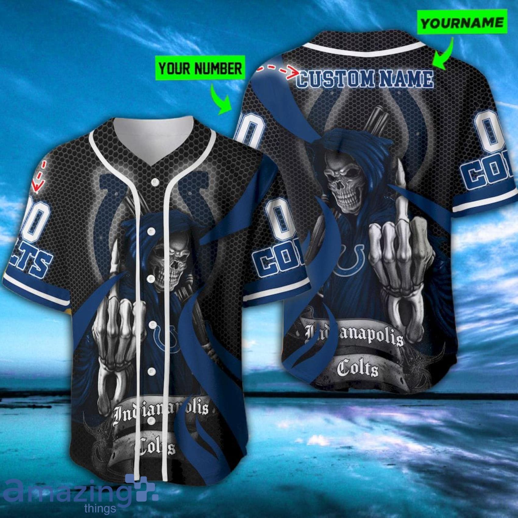 Indianapolis Colts Fuck You the Reaper Custom Name Baseball Jersey