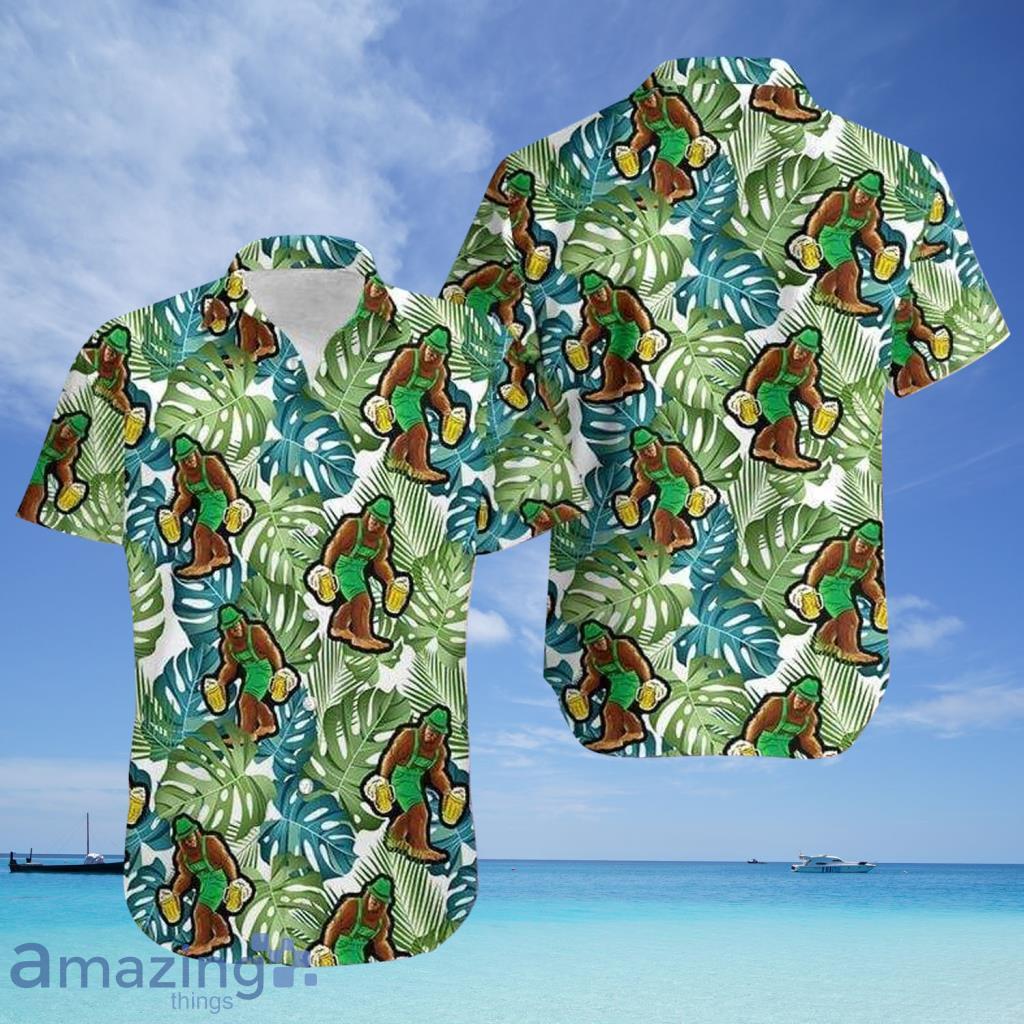 Irish Bigfoot Love Beer Tropical Hawaiian Aloha Shirts - Irish Bigfoot Love Beer Tropical Hawaiian Aloha Shirts