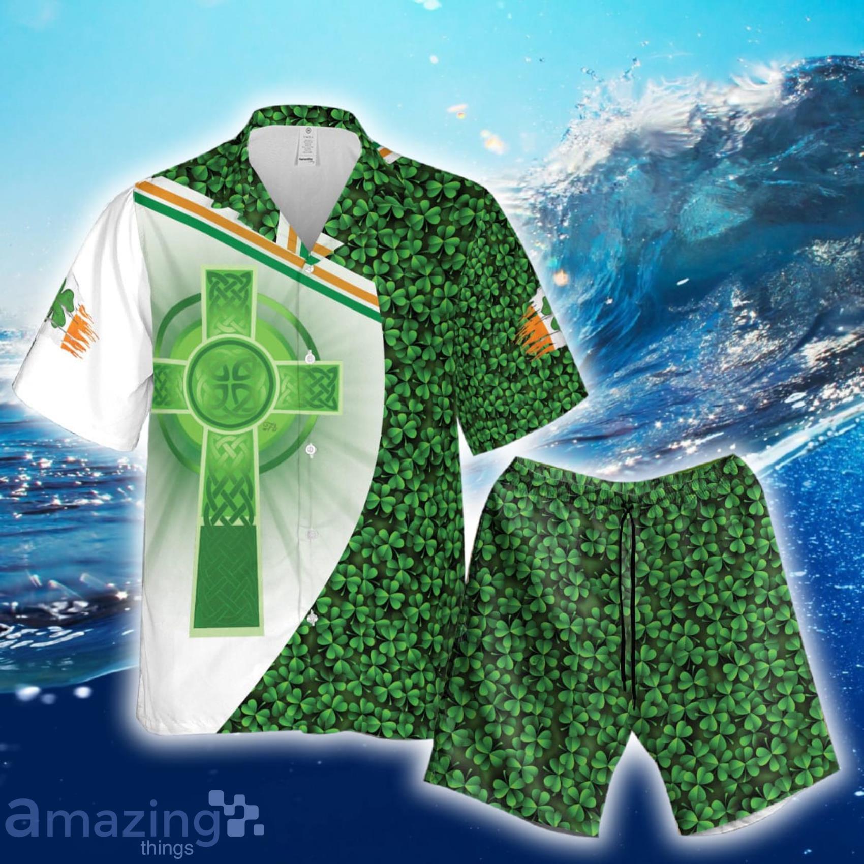 Irish Shamrock Celtic Cross St Patricks Day Gnomes Hawaii Shirts And Short Product Photo 1