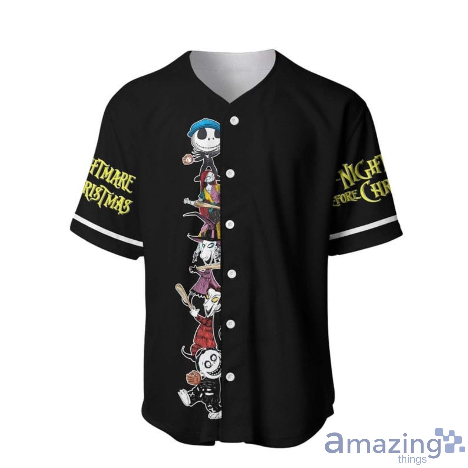 Jack & Sally The Nightmare Before Christmas All Over Print Black Baseball Jersey Shirt Shirt image Jack & Sally The Nightmare Before Christmas All Over Print Black Baseball Jersey Shirt Shirt Product Photo 3