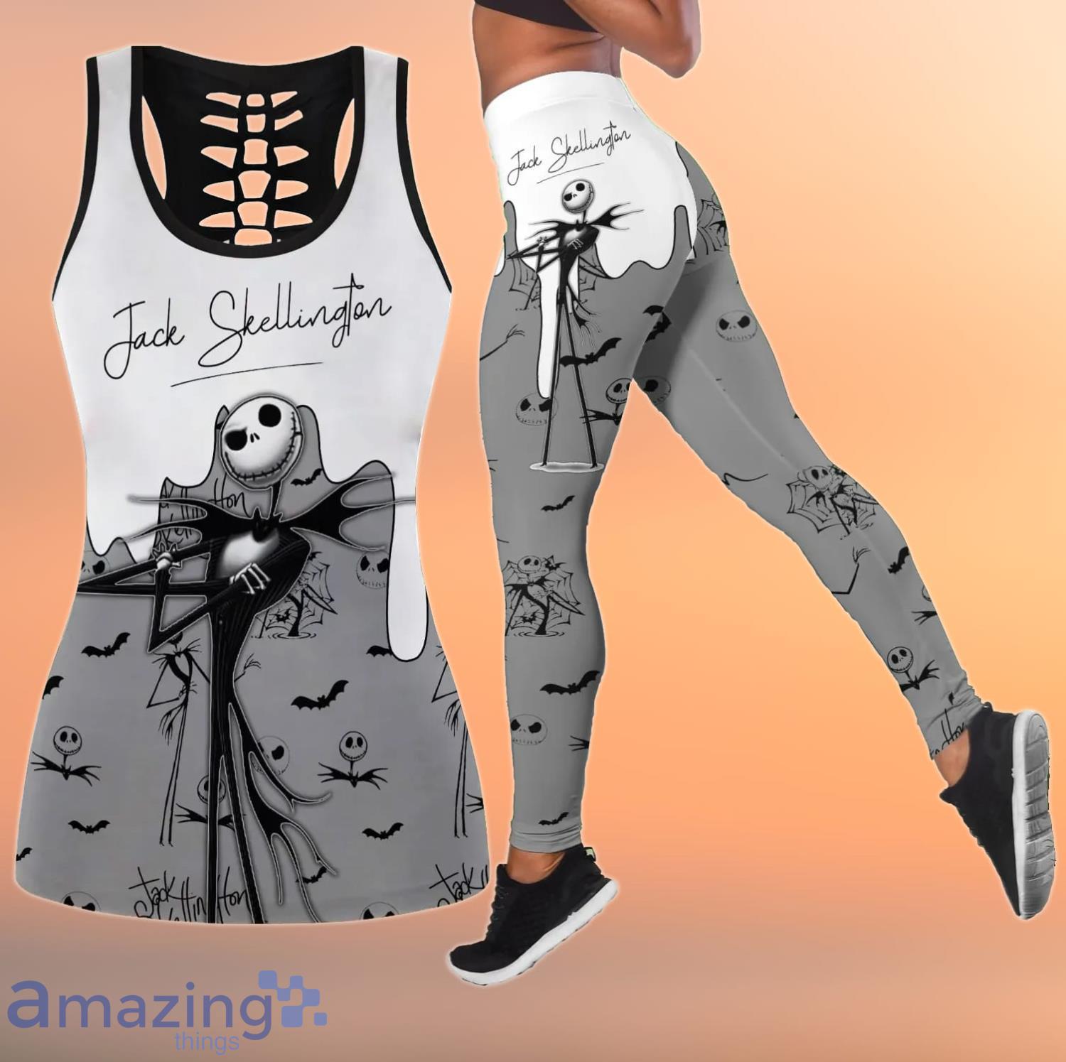 Jack Skellington Combo Leggings And Hollow Tank Top Product Photo 1