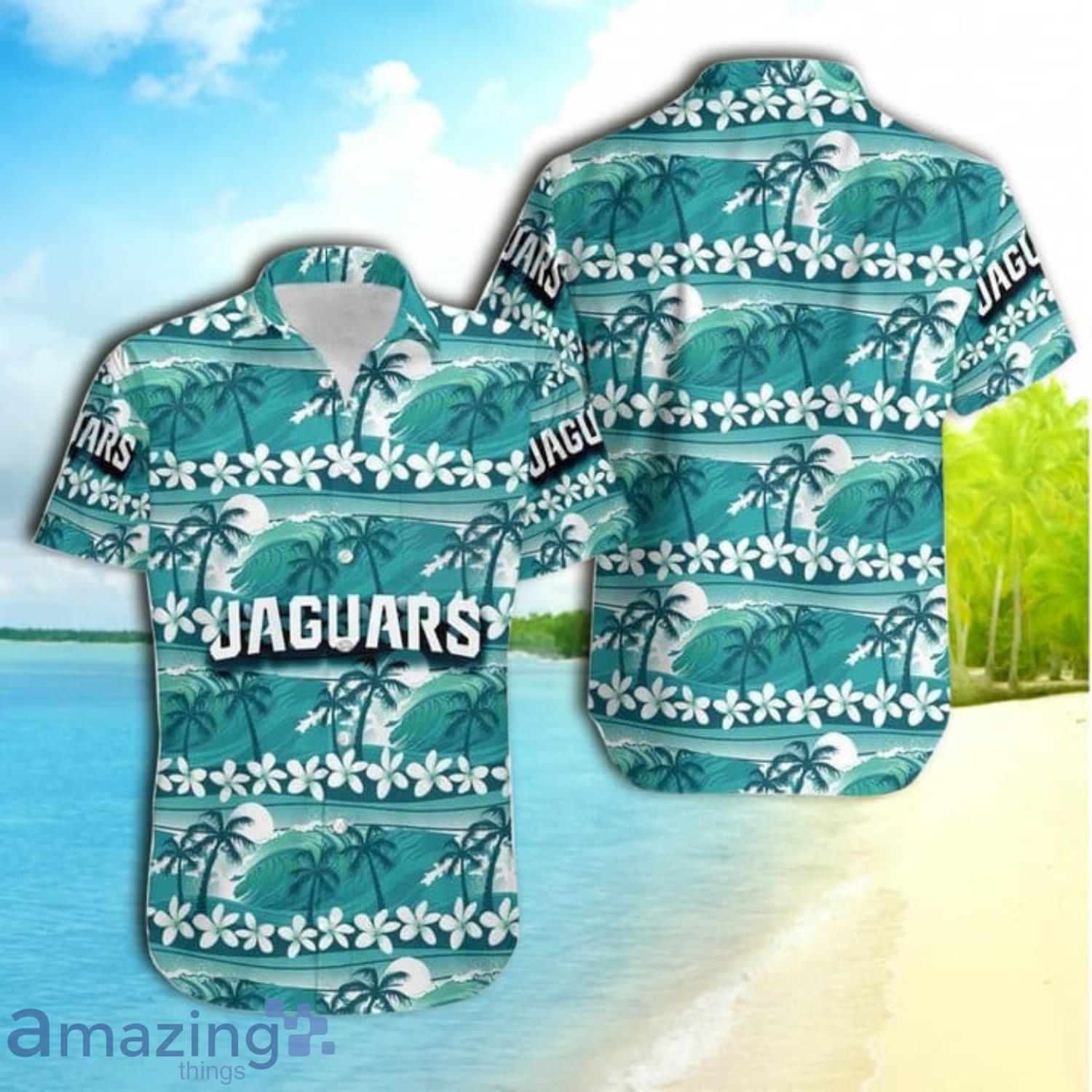 NFL Jacksonville Jaguars Hawaiian Shirt Coconut Tree Teal Grey - Ingenious  Gifts Your Whole Family