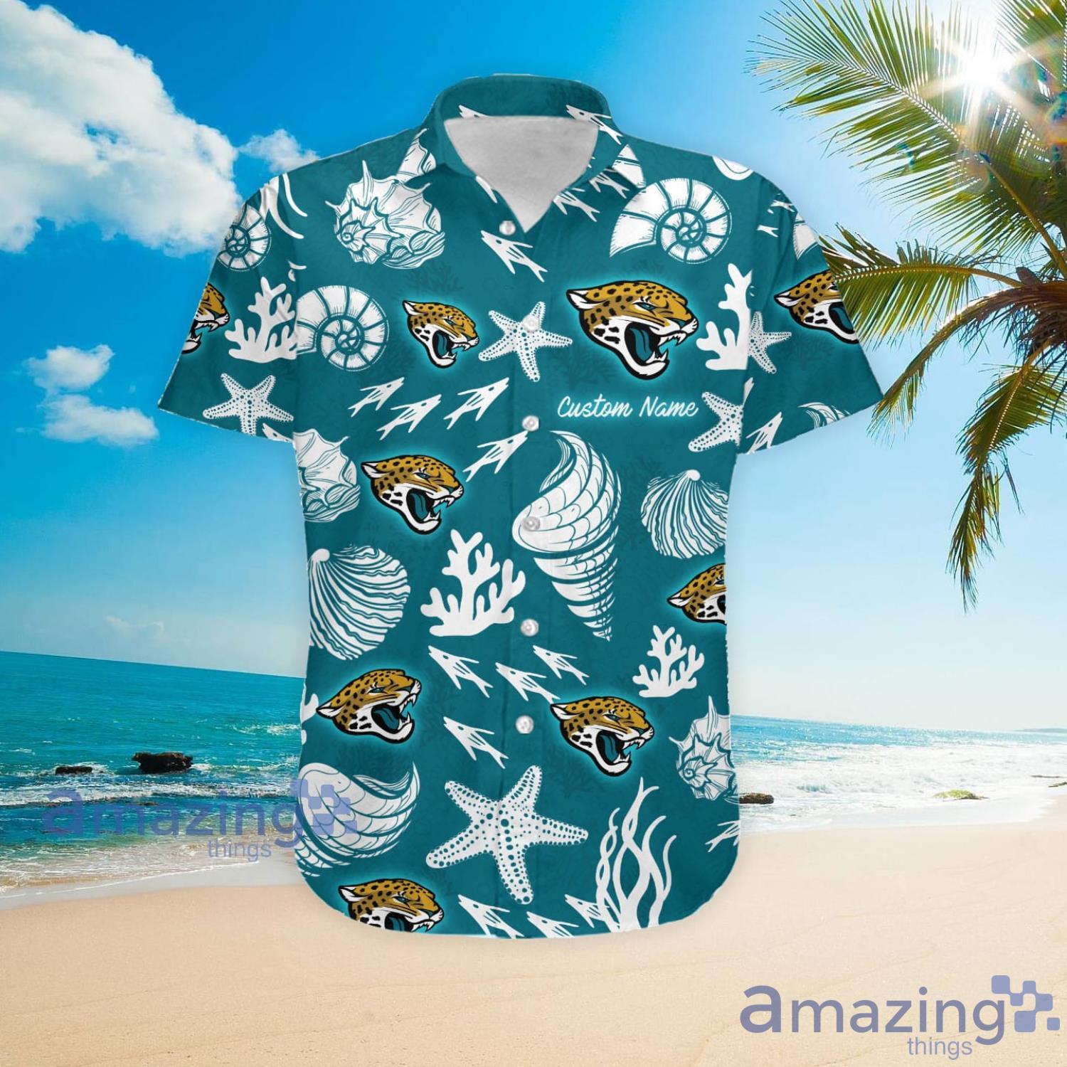 Jacksonville Jaguars Custom Name Shells Starfish Parttern Hawaiian Shirt  For Men And Women