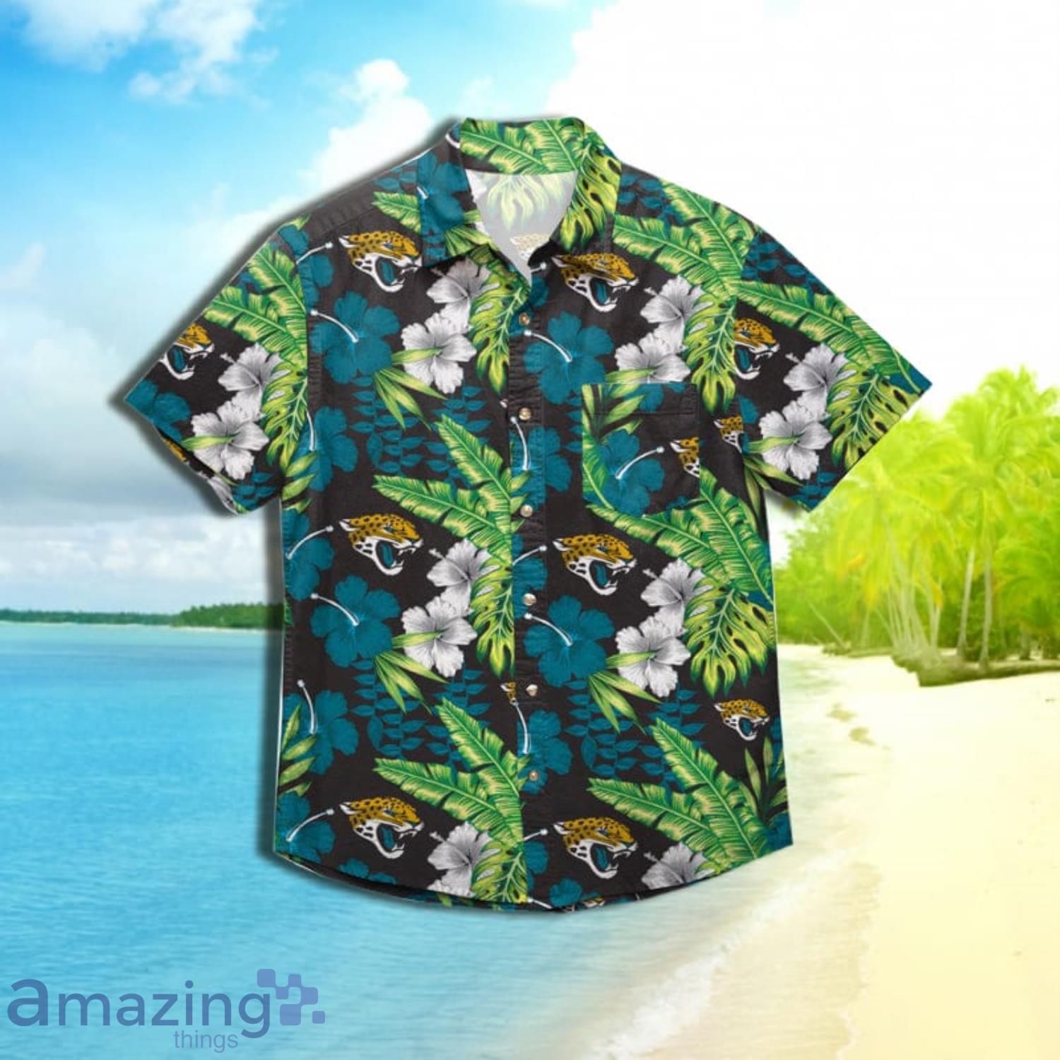 Jacksonville Jaguars Nfl Mens Floral Short Sleeve Hawaiian Shirt Product Photo 1