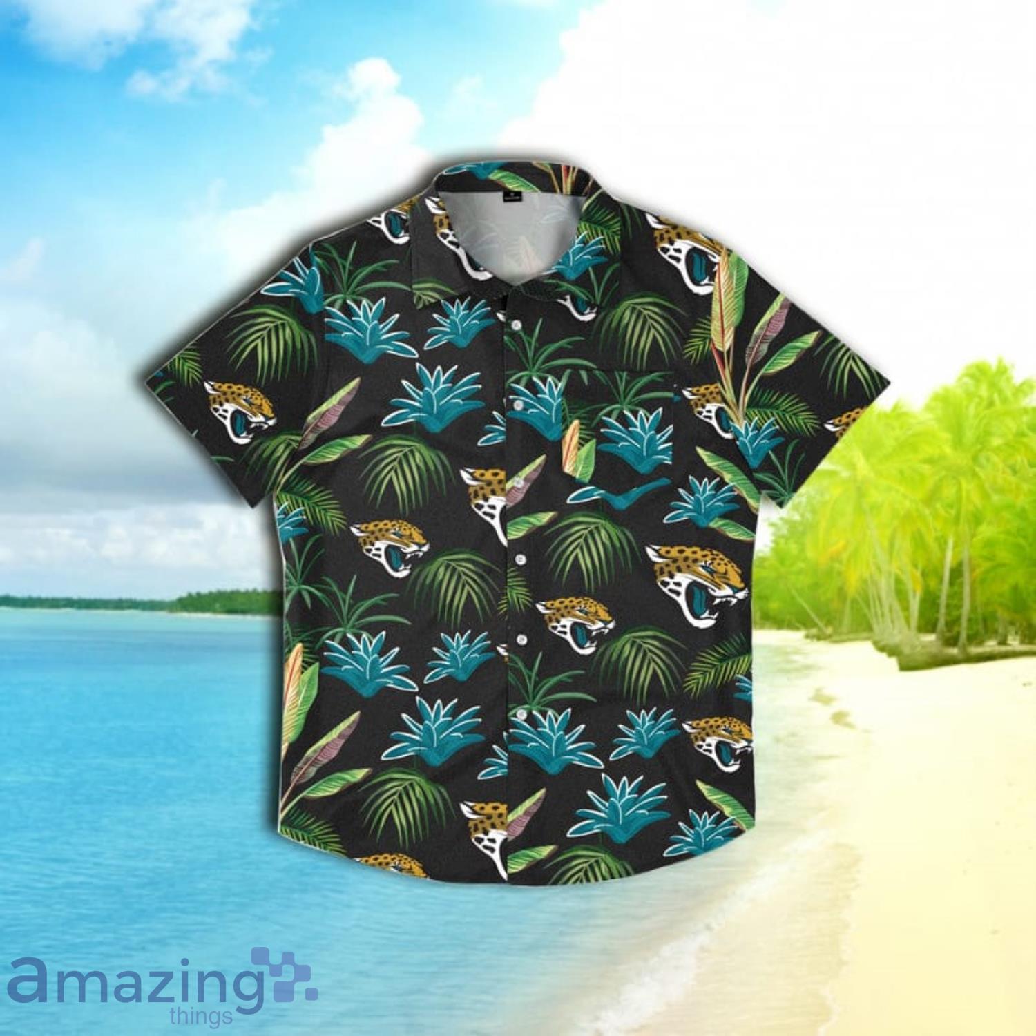 Jacksonville Jaguars Nfl Mens Victory Vacay Short Sleeve Hawaiian Shirt Product Photo 1