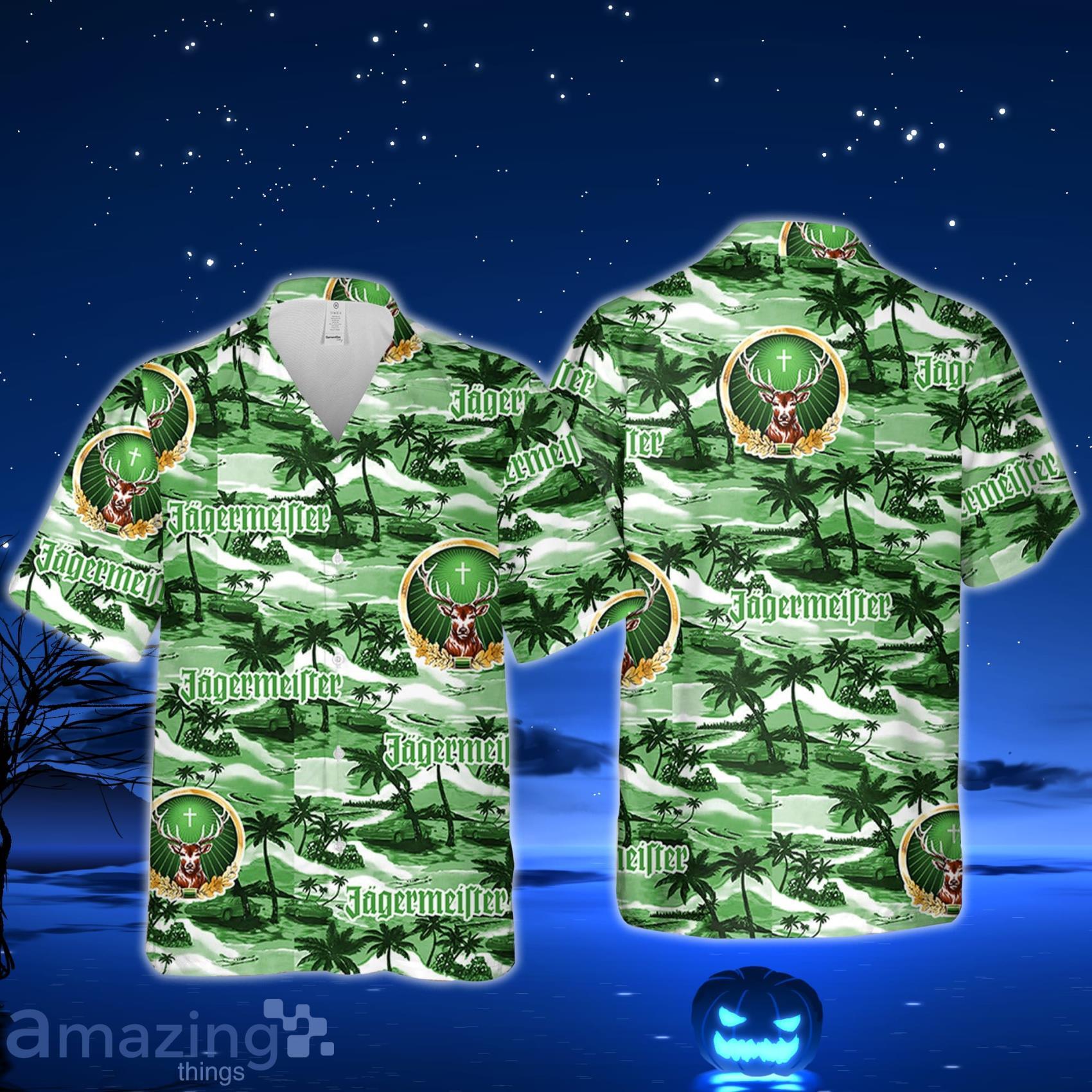 Jagermeister Hawaiian Sea Island Pattern Hawaiian Shirt, Summer Beer  Hawaiian Shirt - Trendy Aloha