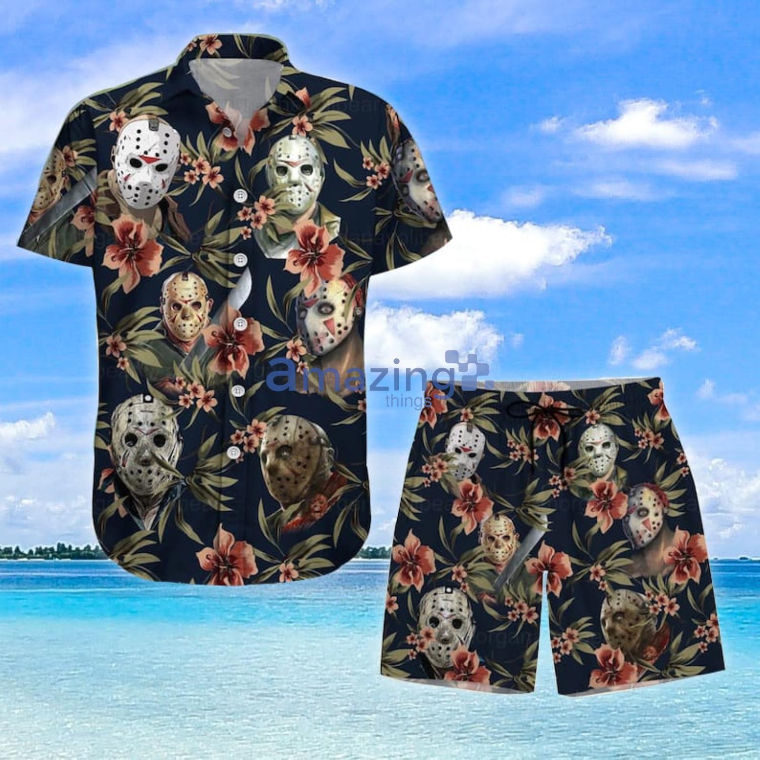 Jason Voorhees Hawaiian Shirt Jason Voorhees Shorts Friday The 13th Shirt Horror Shirt Aloha Halloween Gift Hawaiian Shirt And Shorts Product Photo 1
