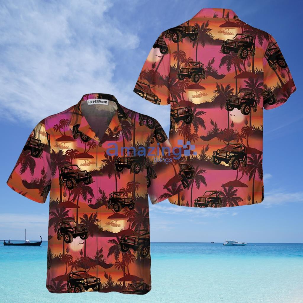 Jeep Tropical Sunset Pattern Hawaiian Shirt - Jeep Tropical Sunset Pattern Hawaiian Shirt