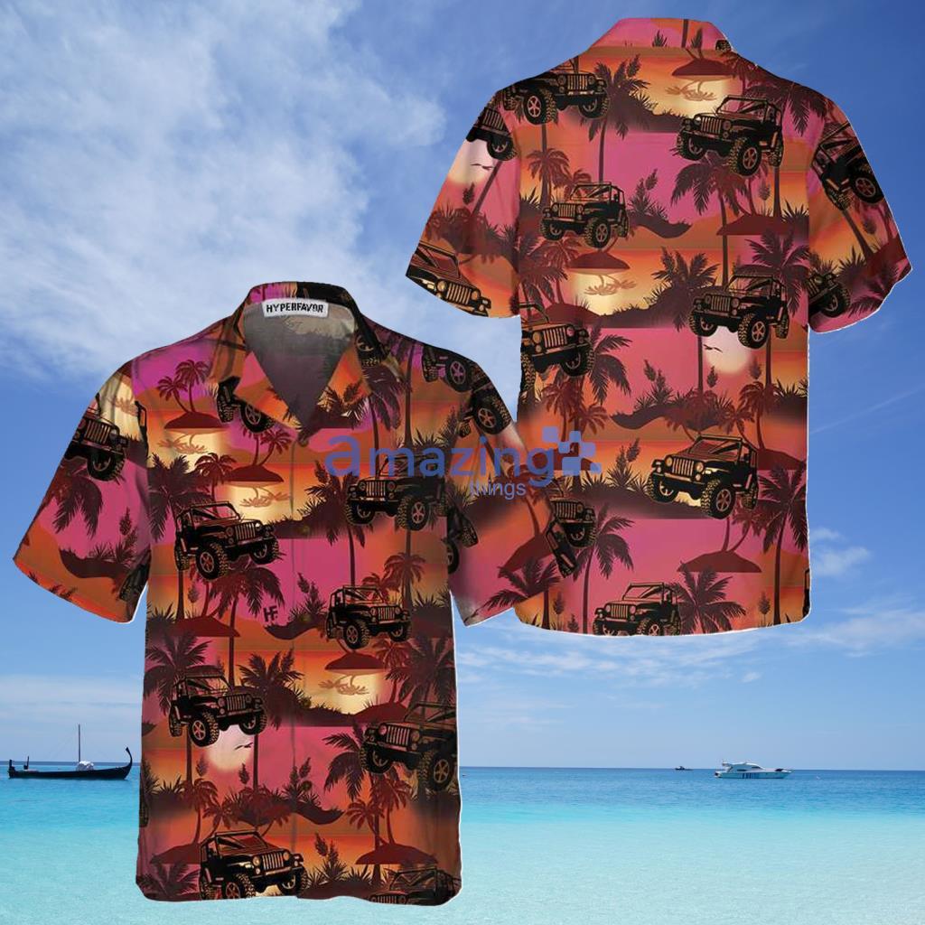 Jeep Tropical Sunset Pattern Tropical Hawaiian Shirt - Jeep Tropical Sunset Pattern Tropical Hawaiian Shirt