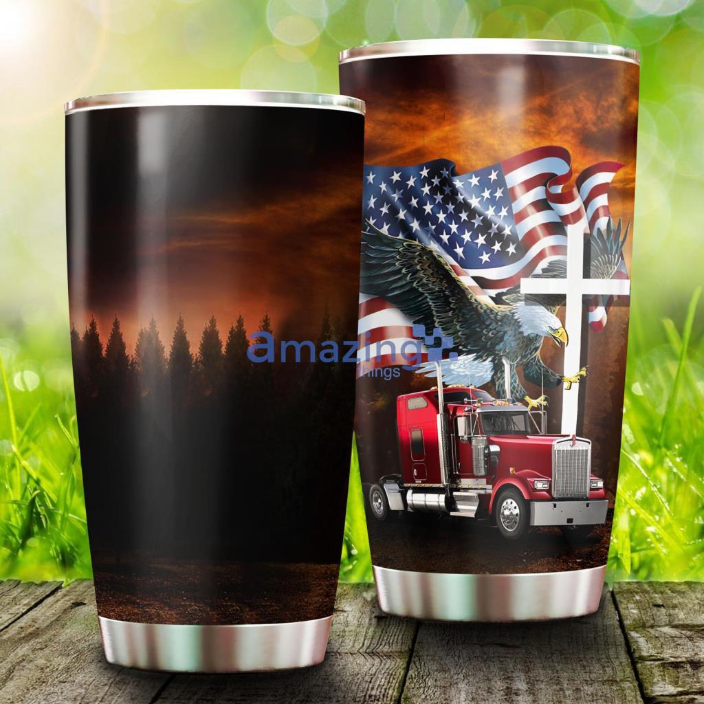 Jesus American Eagle Trucker Stainless Steel Tumbler - Jesus American Eagle Trucker Stainless Steel Tumbler