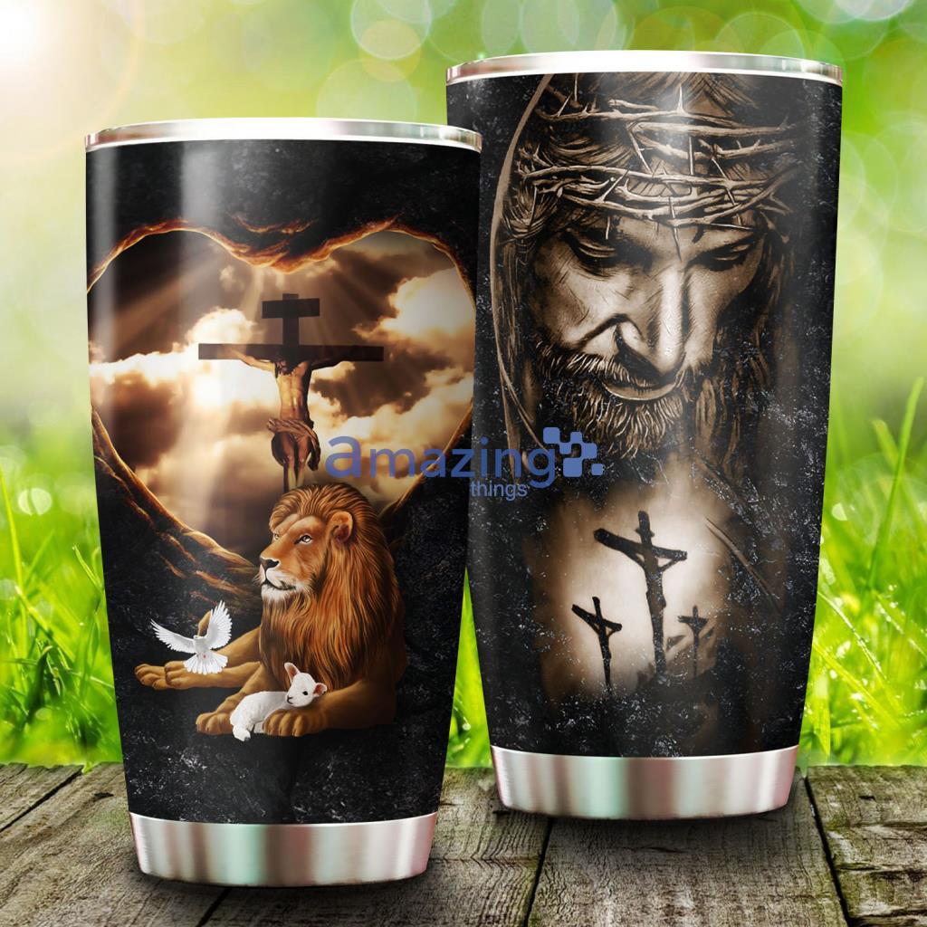 Jesus Dove Lion And Lamb Stainless Steel Tumbler - Jesus Dove Lion And Lamb Stainless Steel Tumbler