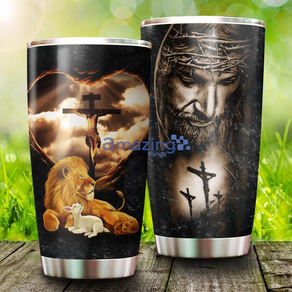 Jesus Lion And Lamb Stainless Steel Tumbler - Jesus Lion And Lamb Stainless Steel Tumbler