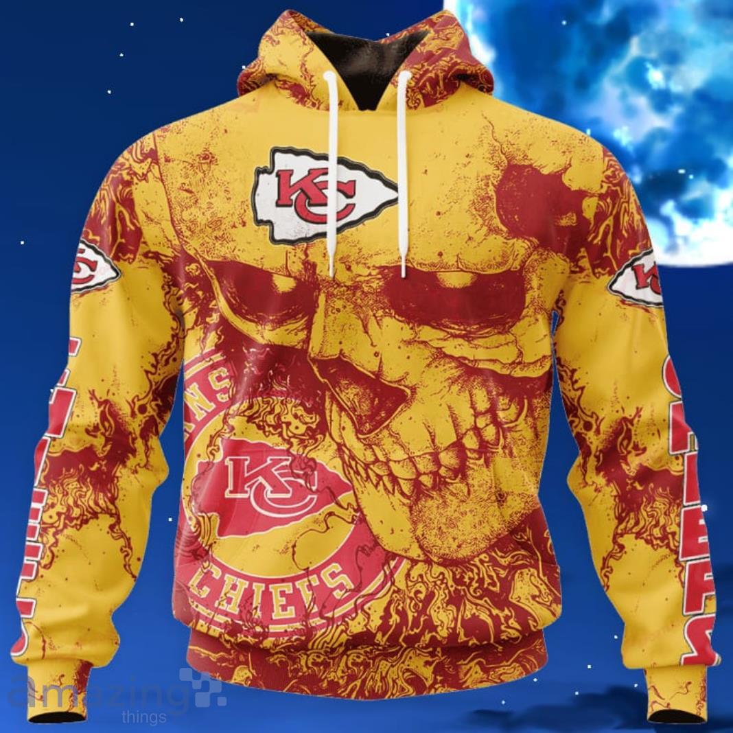 Kansas City Chiefs NFL Custom Name And Number Skull Halloween Gift For Fan 3D Hoodie Product Photo 1