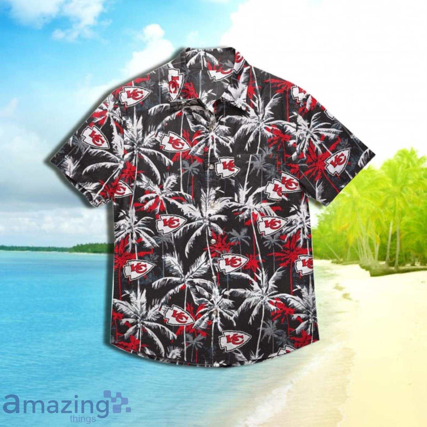 Kansas City Chiefs Nfl Mens Black Floral Short Sleeve Hawaiian Shirt Product Photo 1