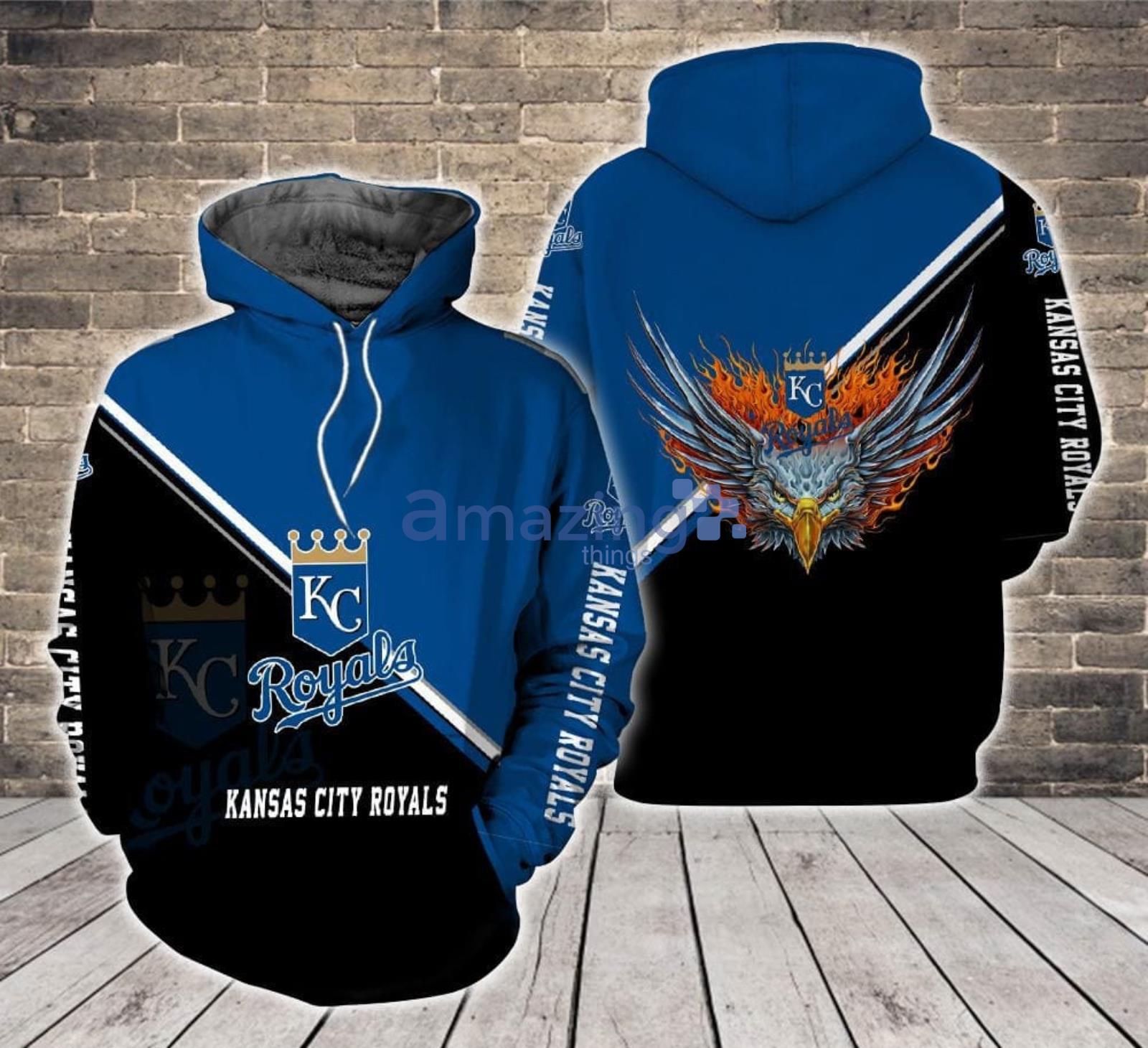 Kansas City Royals Logo Fire Eagle All Over Print 3D Hoodie Product Photo 1