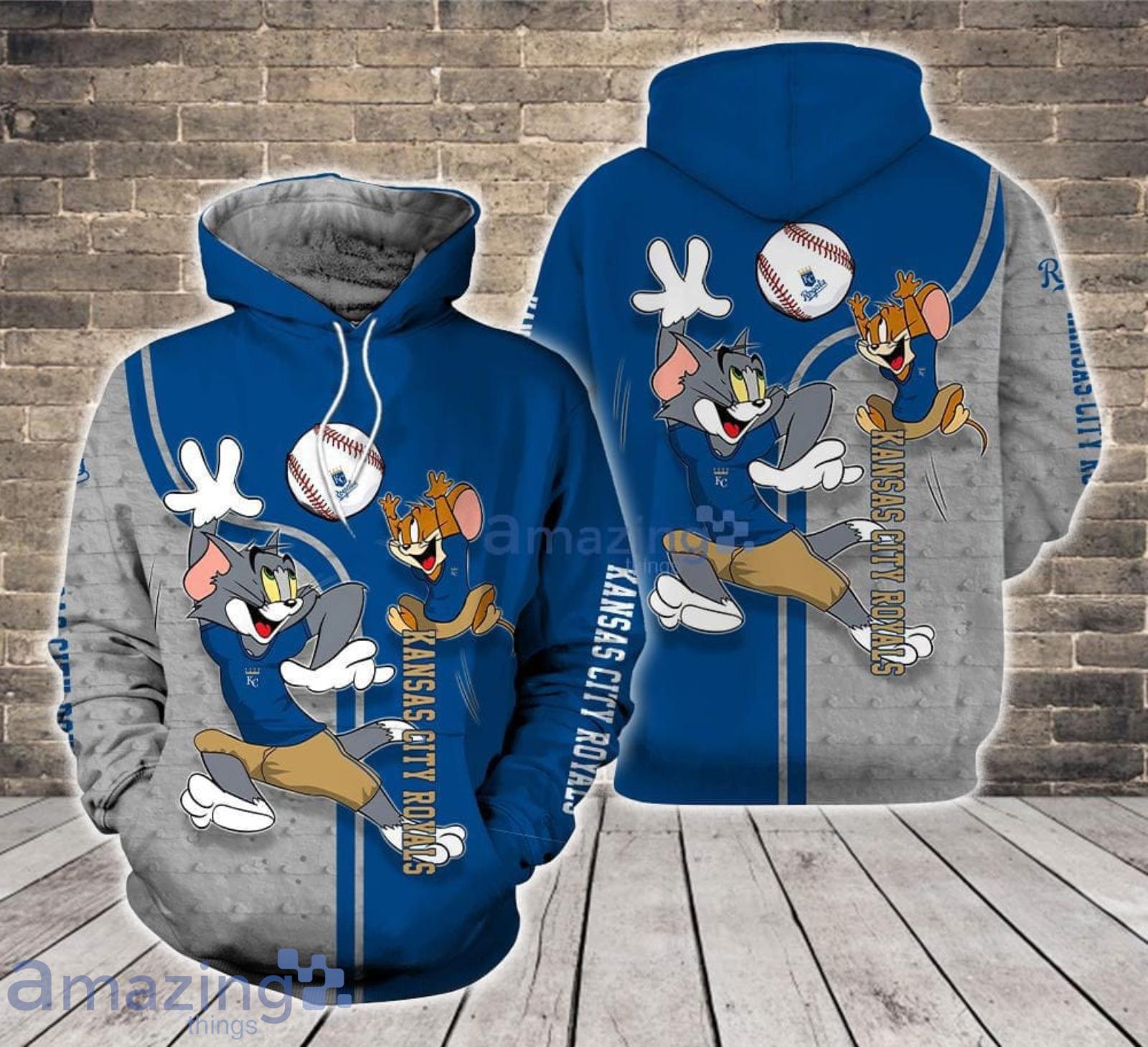 Kansas City Royals Tom and Jerry Cartoon Lover 3D Printed Hoodie For Fans Product Photo 1