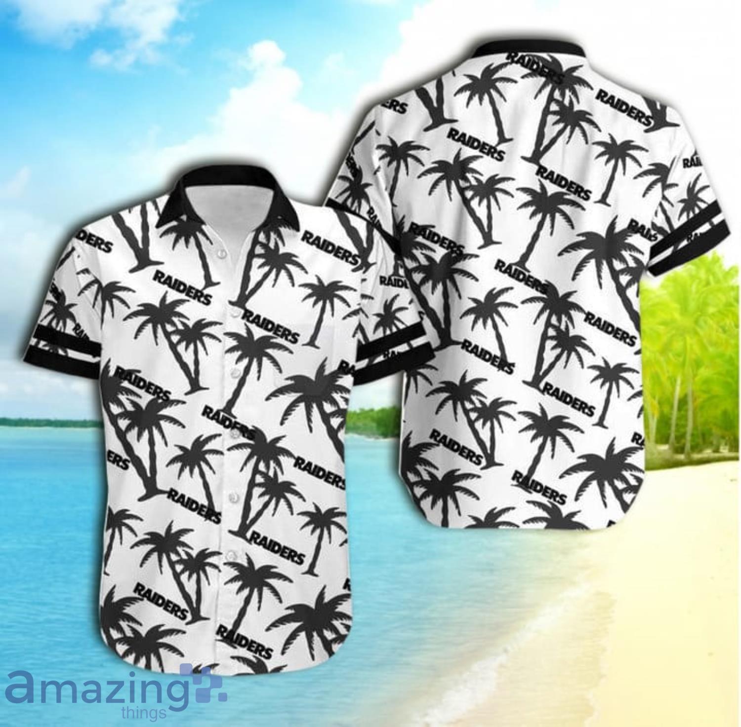Las Vegas Raiders Coconut Tree Nfl Gift For Fan Short Sleeve Hawaiian Shirt Product Photo 1