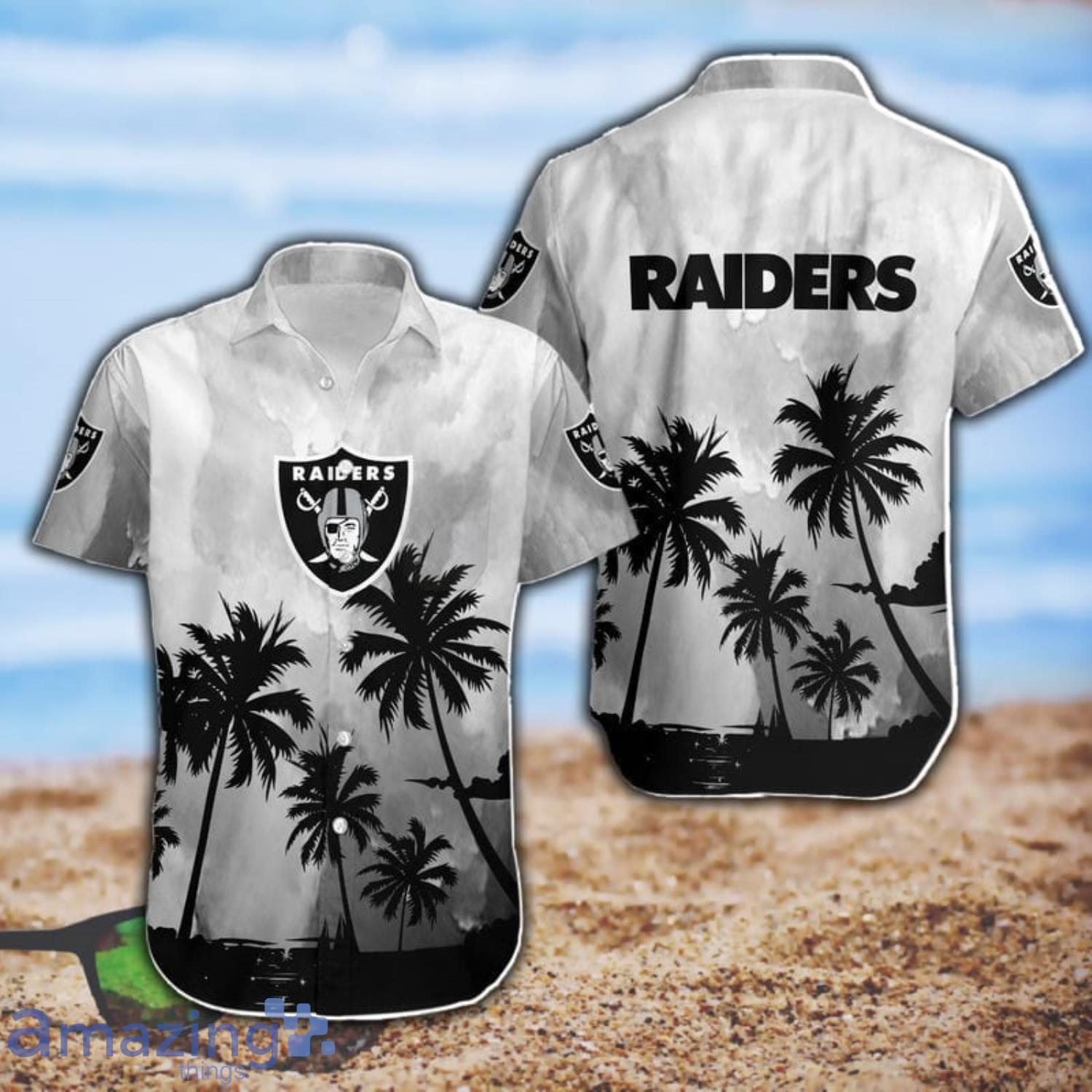 Las Vegas Raiders Coconut Trees NFL Short Sleeve Hawaiian Shirt Product Photo 1