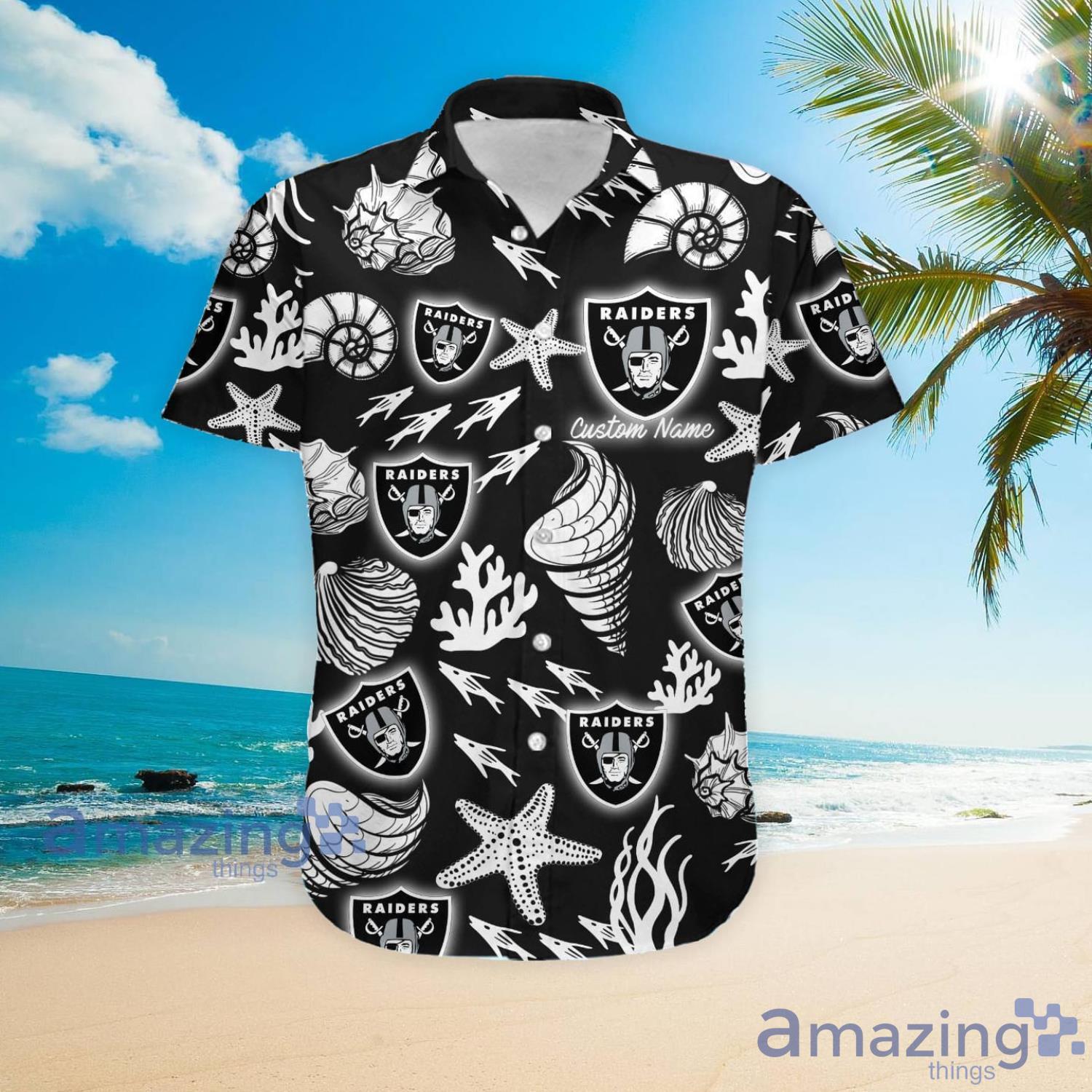 Las Vegas Raiders Custom Name Shells Starfish Parttern Hawaiian Shirt For Men And Women image Las Vegas Raiders Custom Name Shells Starfish Parttern Hawaiian Shirt For Men And Women Product Photo 4