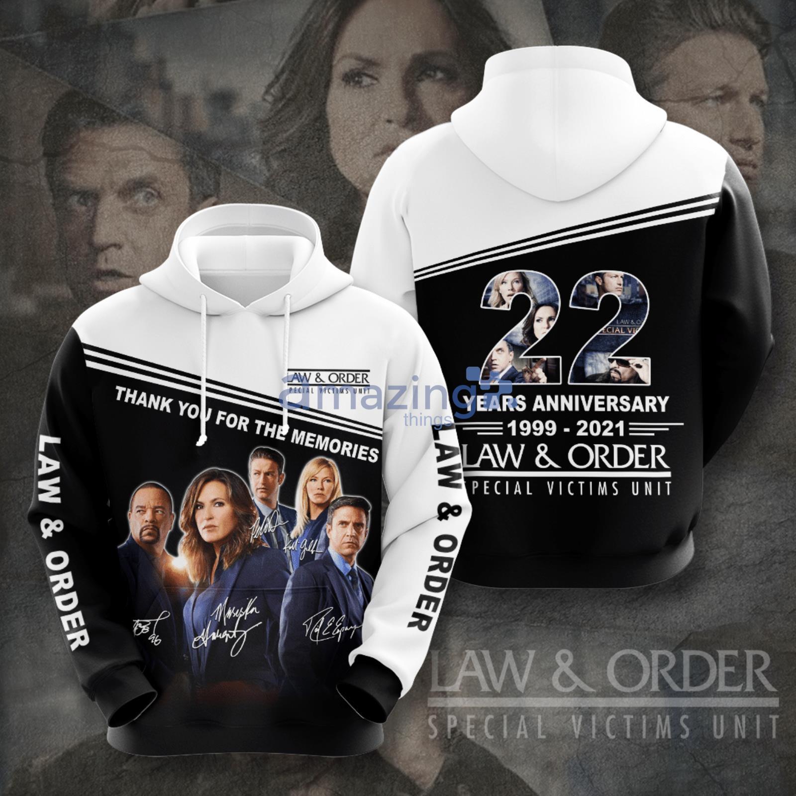Law & Order Special Victims Unit 22 Years Anniversary All Over Print Black White 3D Hoodie Product Photo 1