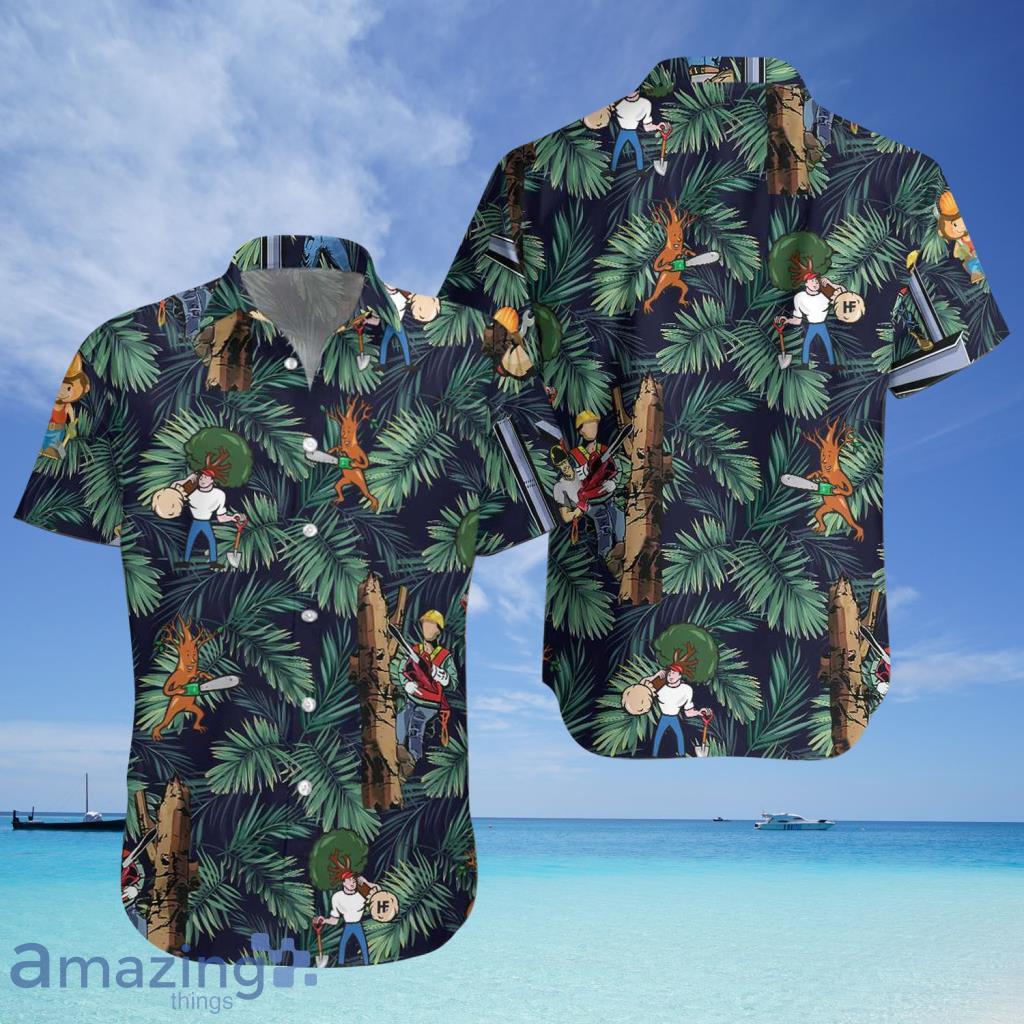 Leaves Pattern Navy Aloha Arborist Proud Hawaiian Shirt - Leaves Pattern Navy Aloha Arborist Proud Hawaiian Shirt