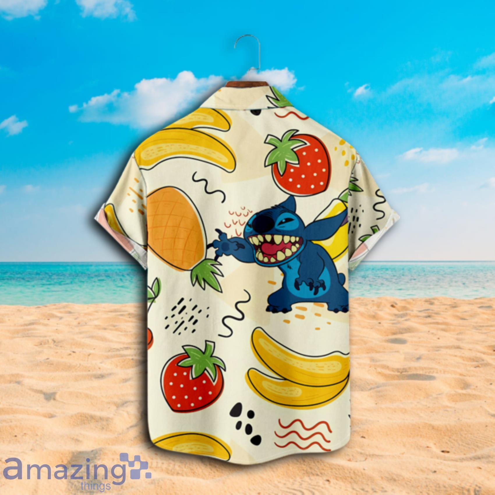 Lilo And Stitch Strawberry And Banana Short Sleeve Hawaiian Shirt Product Photo 1