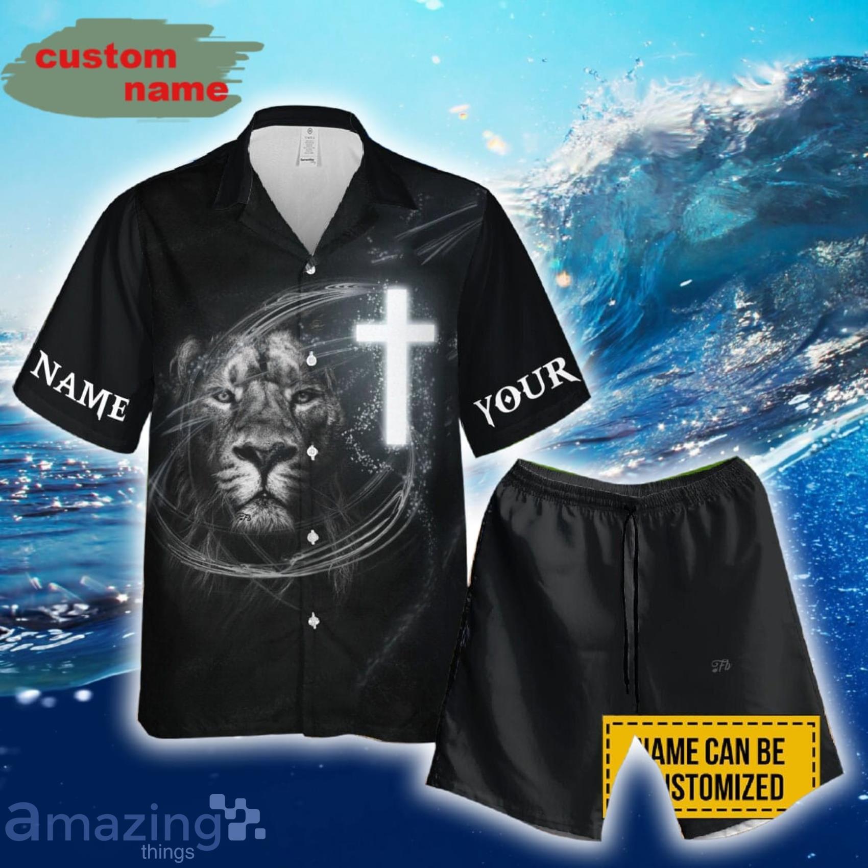 Lion Of Judah Christian Custom Name Hawaiian Shirt And Beach Short Product Photo 1