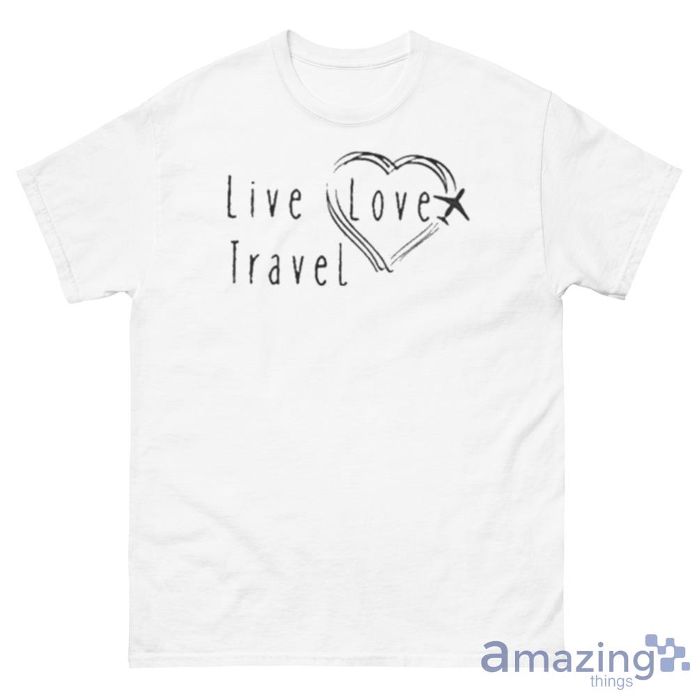 Live Travel Heart Line Art Design Shirt - 500 Men’s Classic Tee Gildan