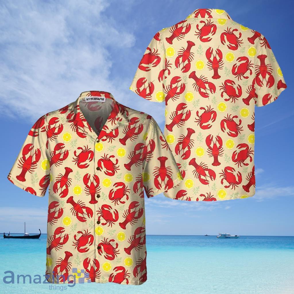 Lobster Crab And Lemon Pattern Hawaiian Shirt - Lobster Crab And Lemon Pattern Hawaiian Shirt