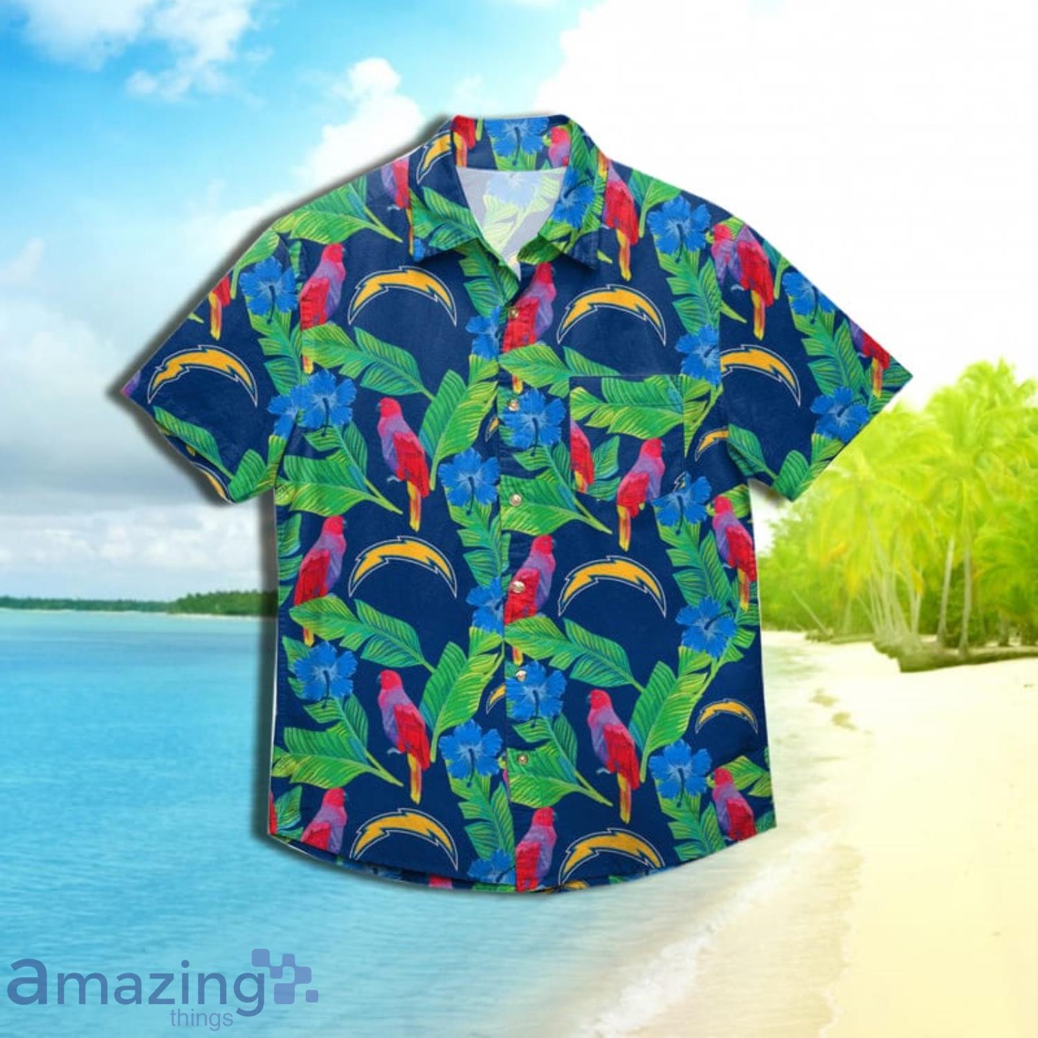Los Angeles Chargers Nfl Mens Floral Short Sleeve Hawaiian Shirt Product Photo 1