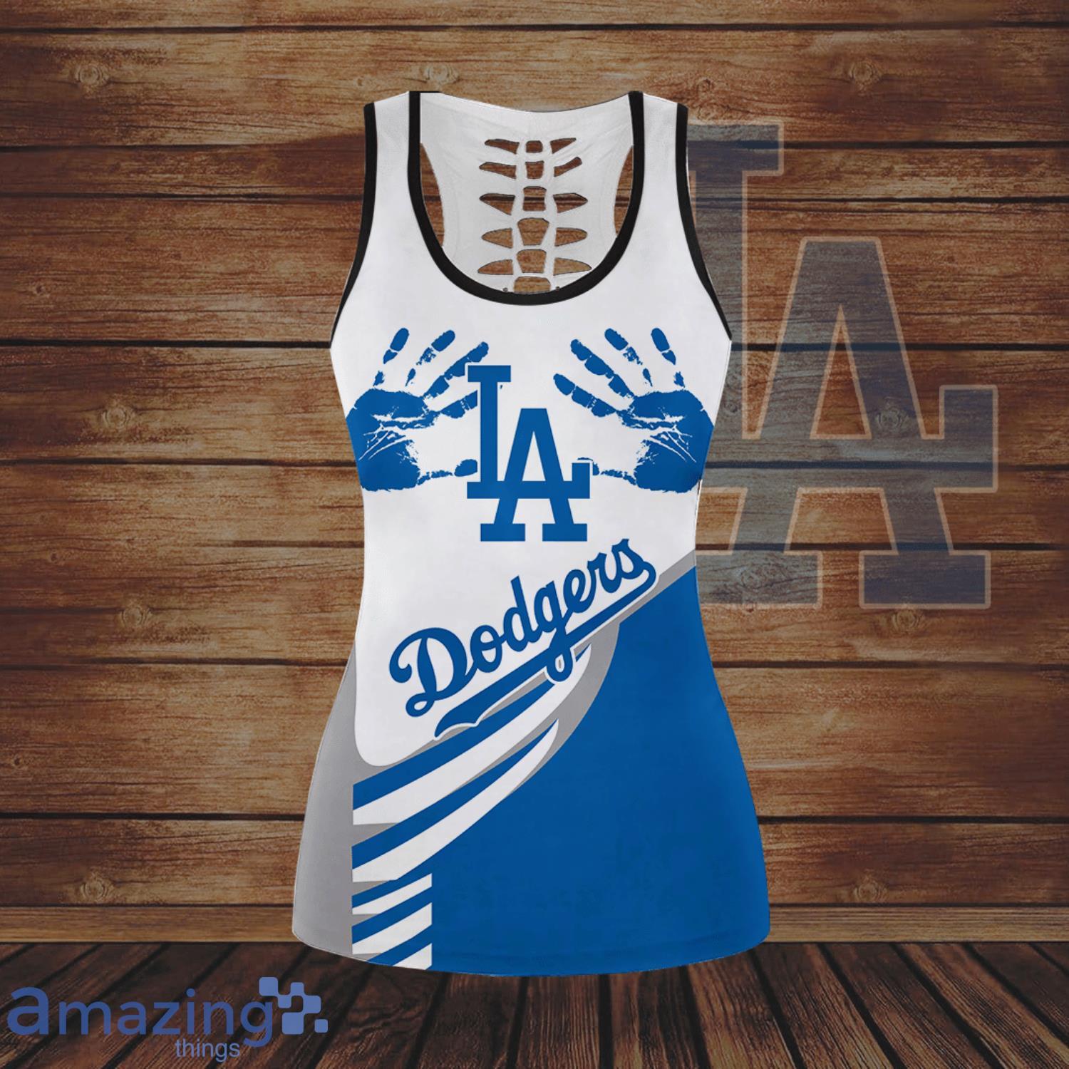 Tropical Los Angeles Dodgers Combo Leggings And Hollow Tank Top For Women