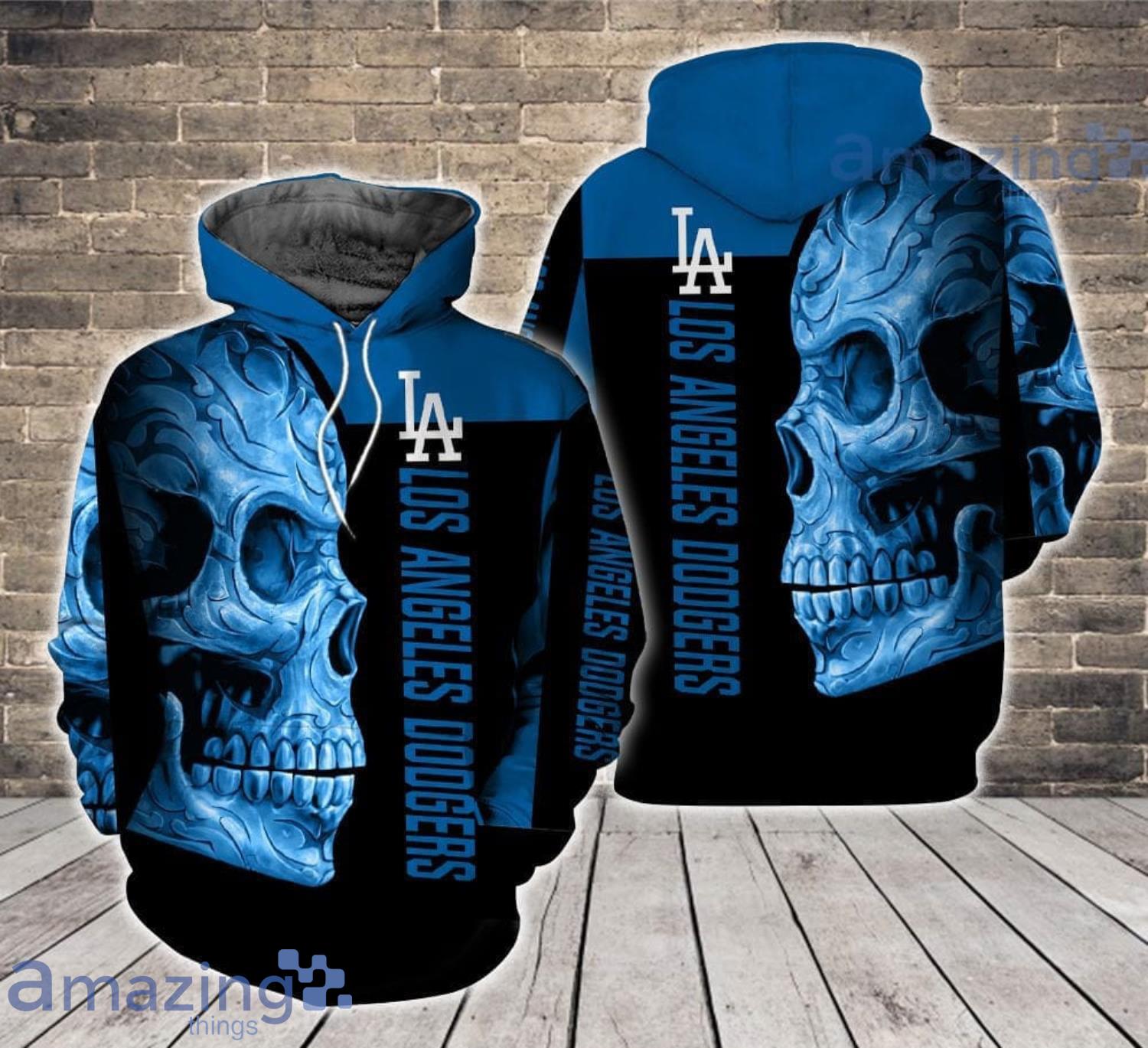 Los Angeles Dodgers Skull Halloween Gift 3D Hoodie For Fans