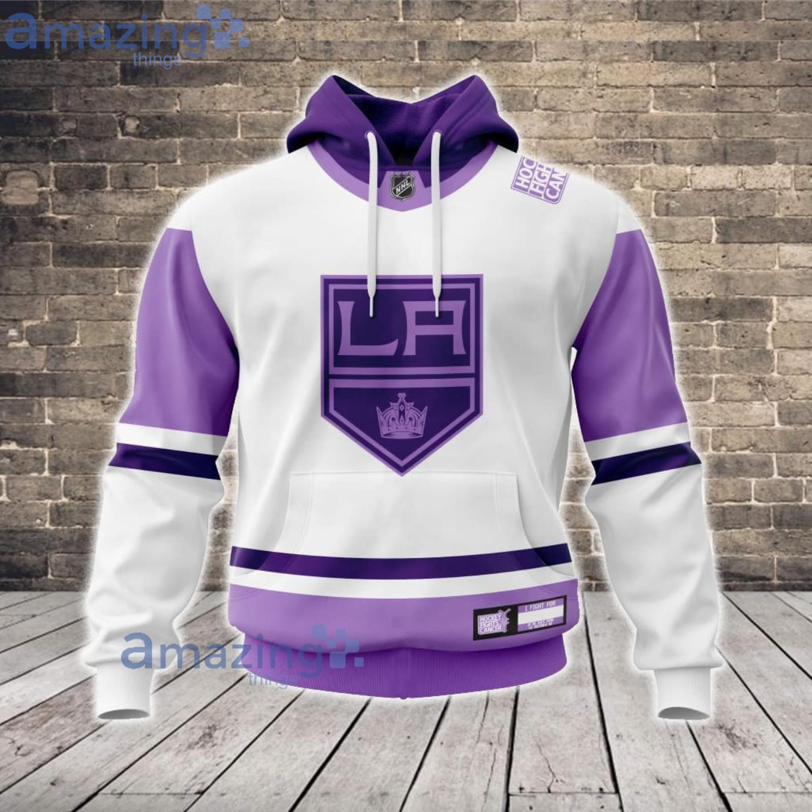 Los Angeles Kings Custom Name And Number Fight Cancer Hoodie Zip Hoodie For Fans Product Photo 1