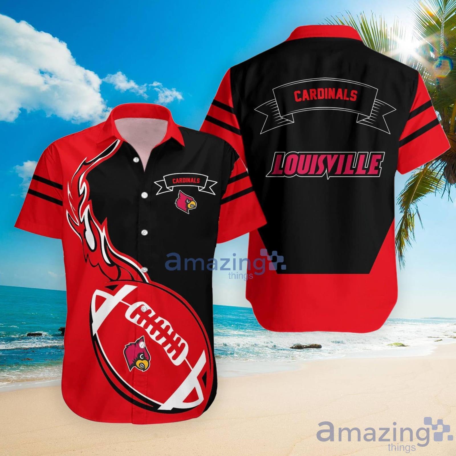 Louisville Cardinals Ncaa Flame Ball Hawaiian Shirt For Fans image Louisville Cardinals Ncaa Flame Ball Hawaiian Shirt For Fans Product Photo 4