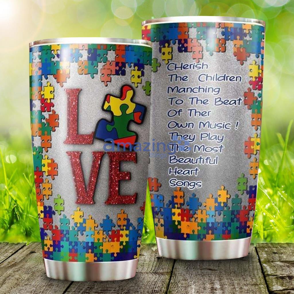 LOVE Autism The Most Beautiful Heart Stainless Steel Tumbler - LOVE Autism The Most Beautiful Heart Stainless Steel Tumbler