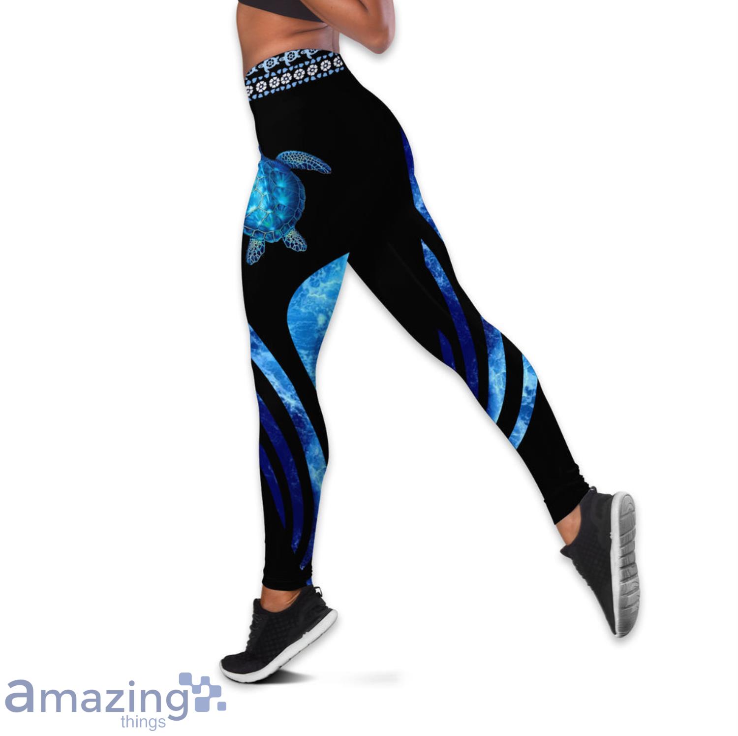 Love Sea Turtle Women 3D Combo Hollow Tank Top And Leggings image Love Sea Turtle Women 3D Combo Hollow Tank Top And Leggings Product Photo 3