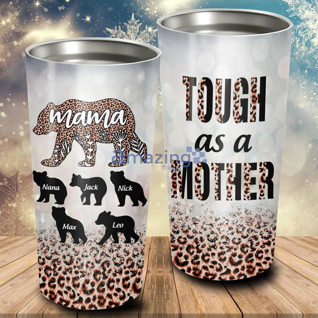 Mama Bear Leopard Personalized Tumbler - Mama Bear Leopard Personalized Tumbler