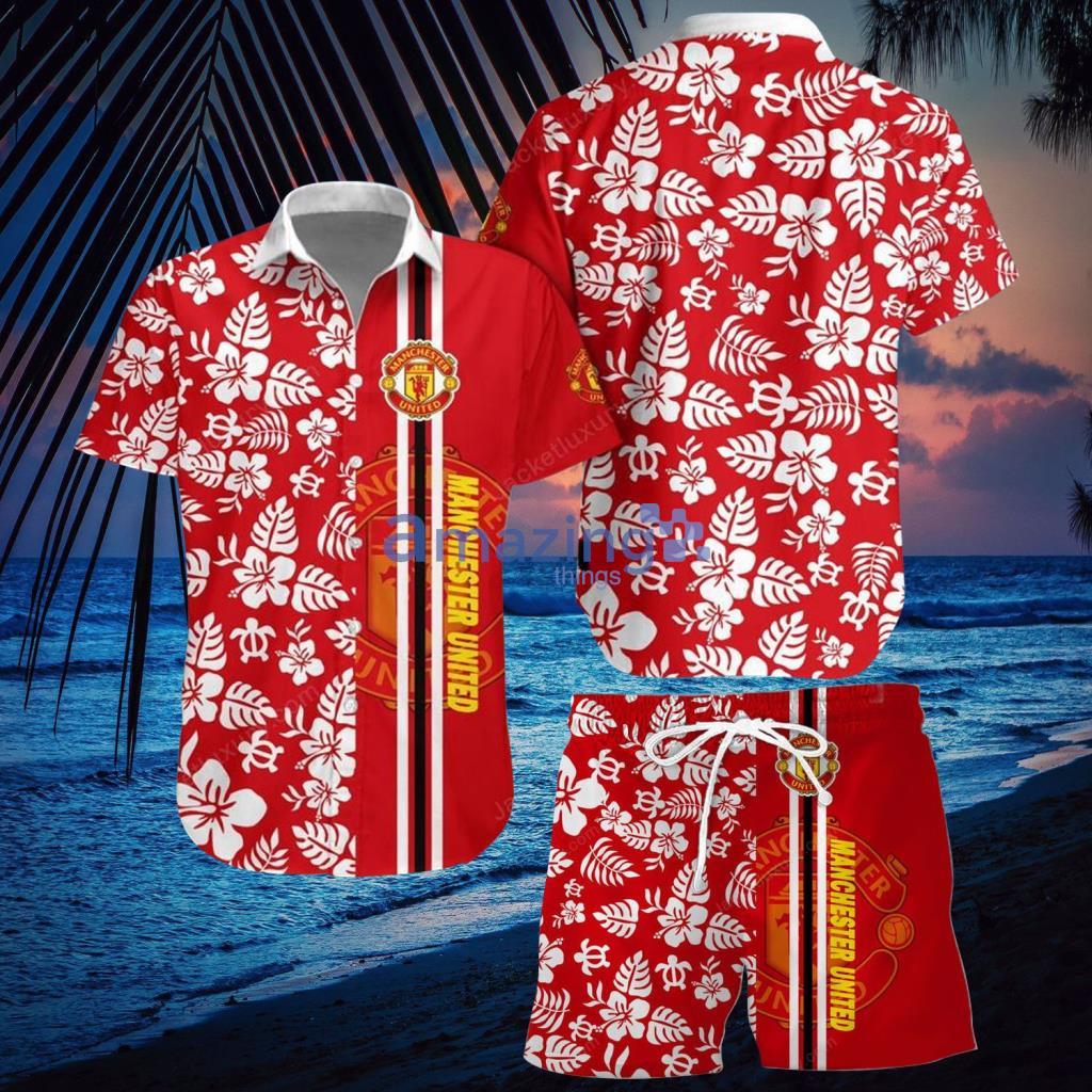 Manchester United Red White Hawaiian Shirt And Short - Manchester United Red White Hawaiian Shirt And Short
